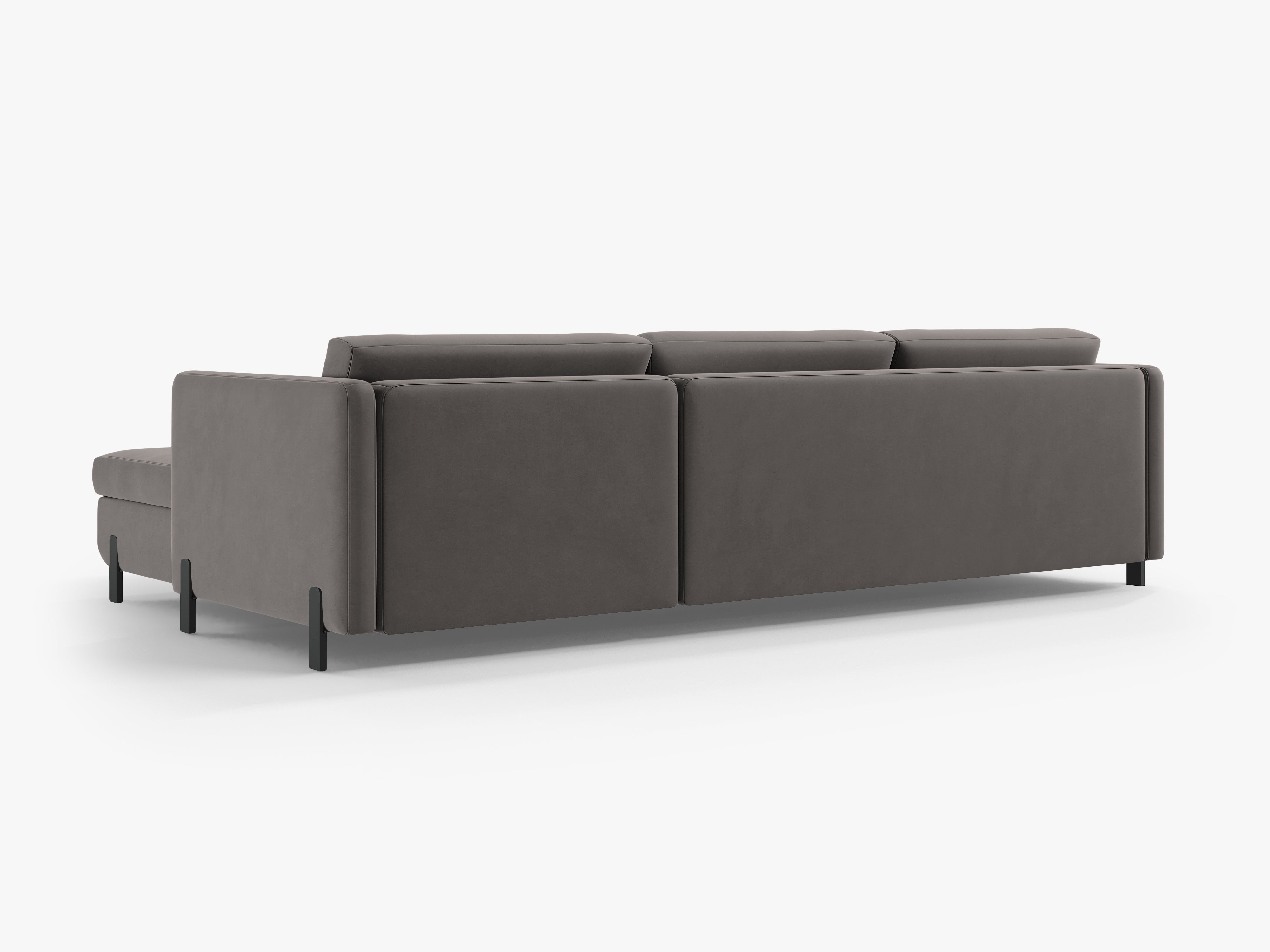 Velvet Left Corner Sofa with Bed Function, "Gloria", 5 Seats, Gray, 280x170x80
Made in Europe