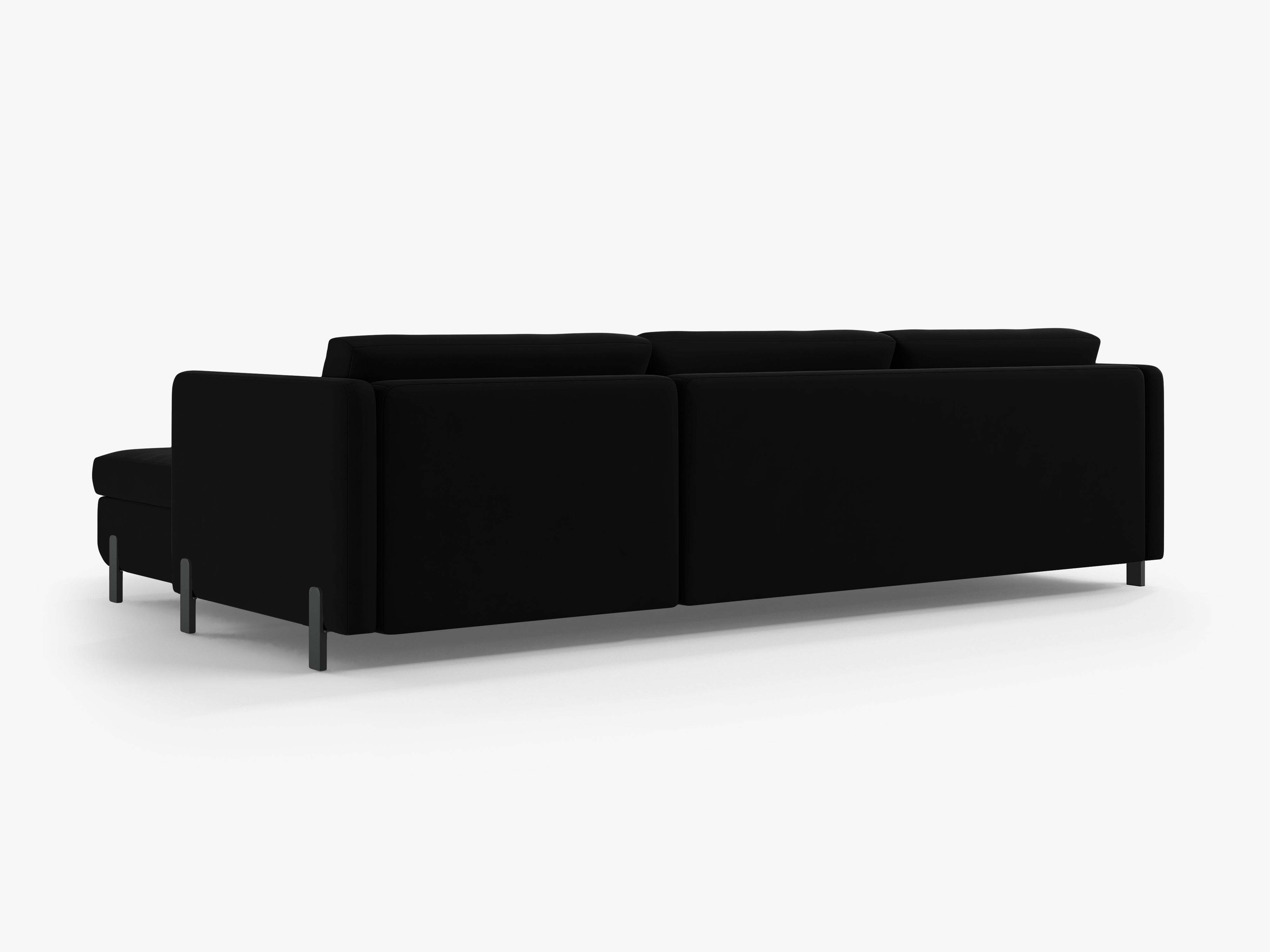 Velvet Left Corner Sofa with Bed Function, "Gloria", 5 Seats, Black, 280x170x80
Made in Europe