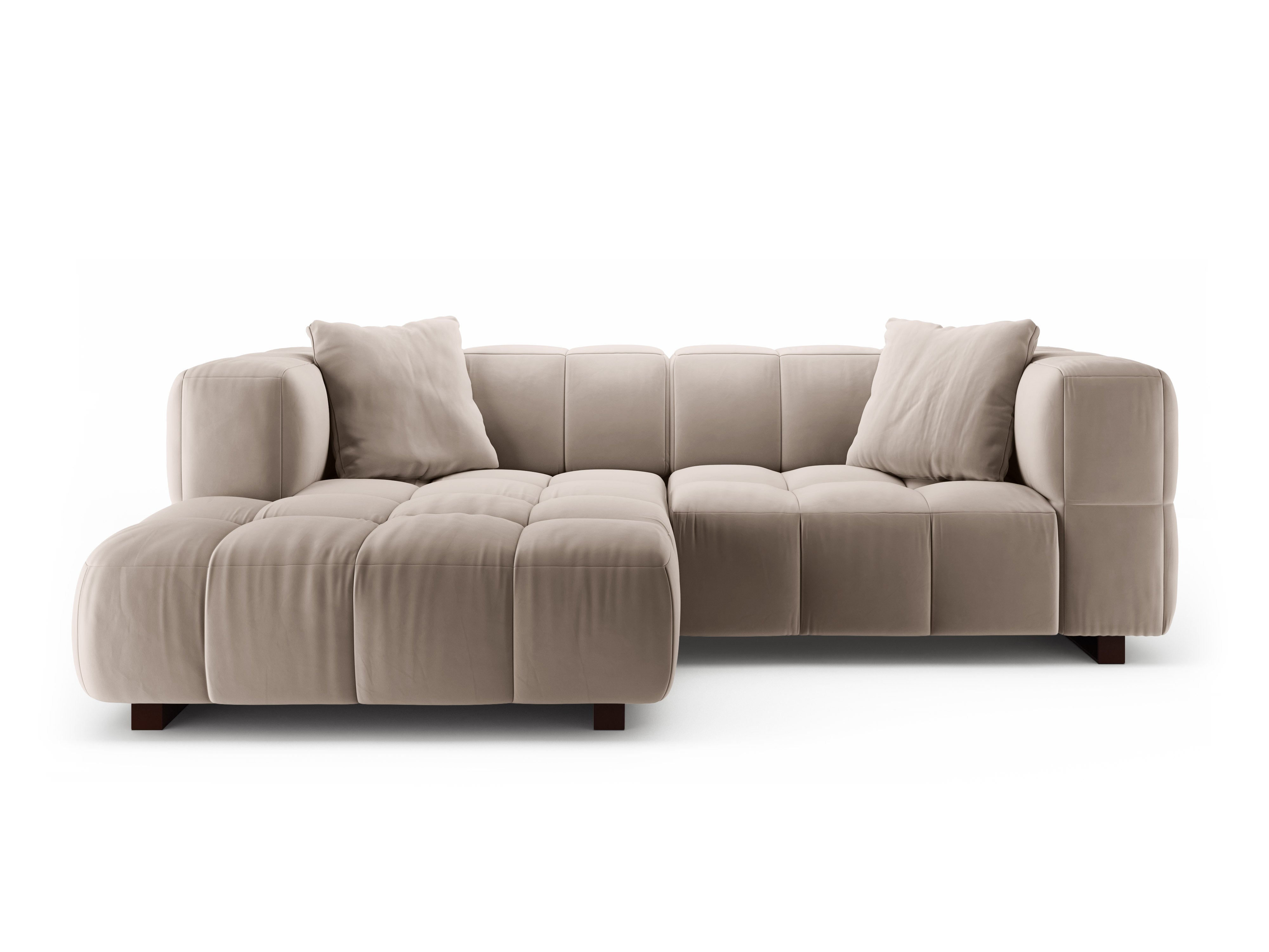 Samt-Ecksofa links mit Schlaffunktion PUMA beige