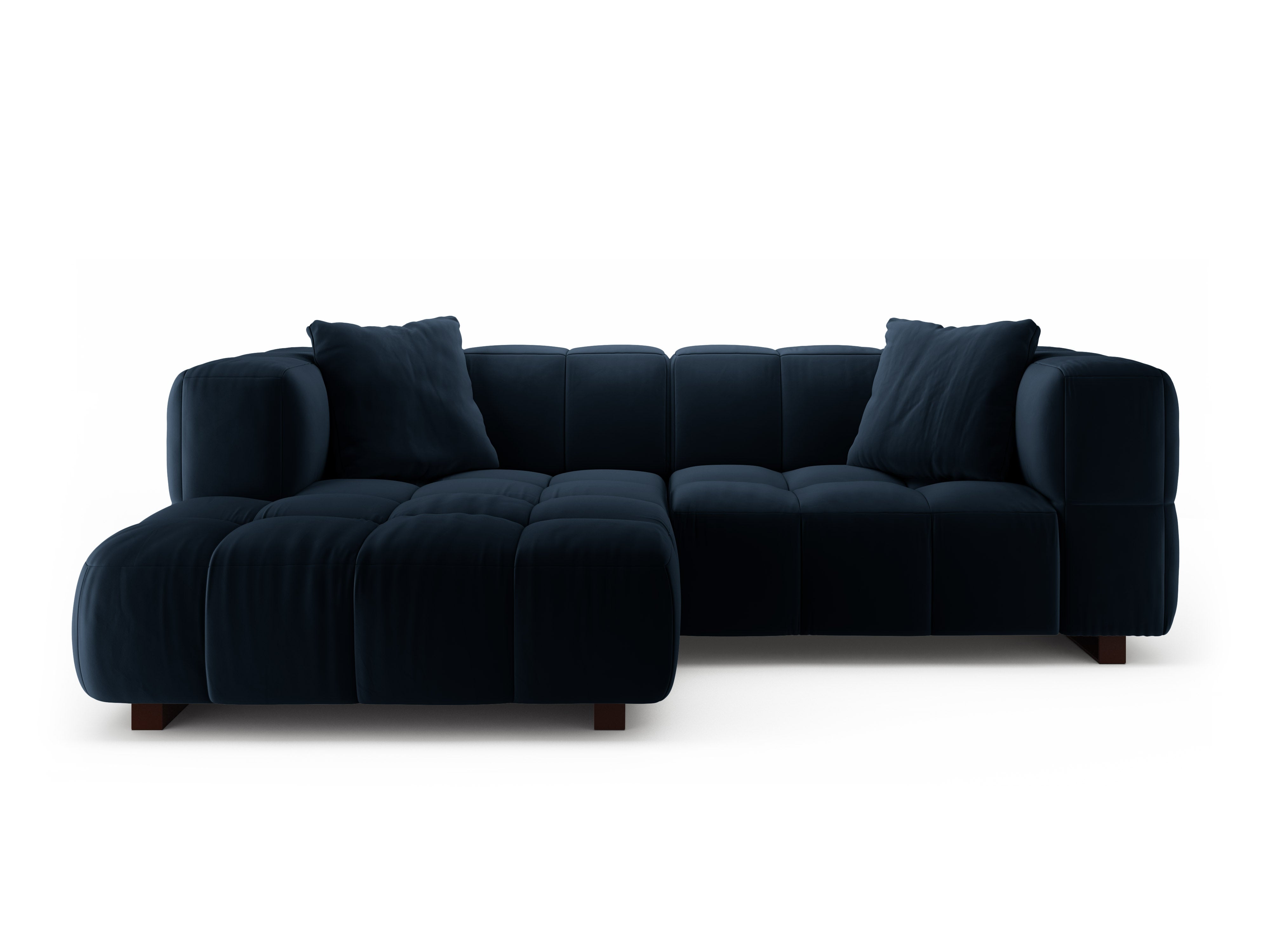 Left-facing velvet corner sofa with sleeping function PUMA royal blue