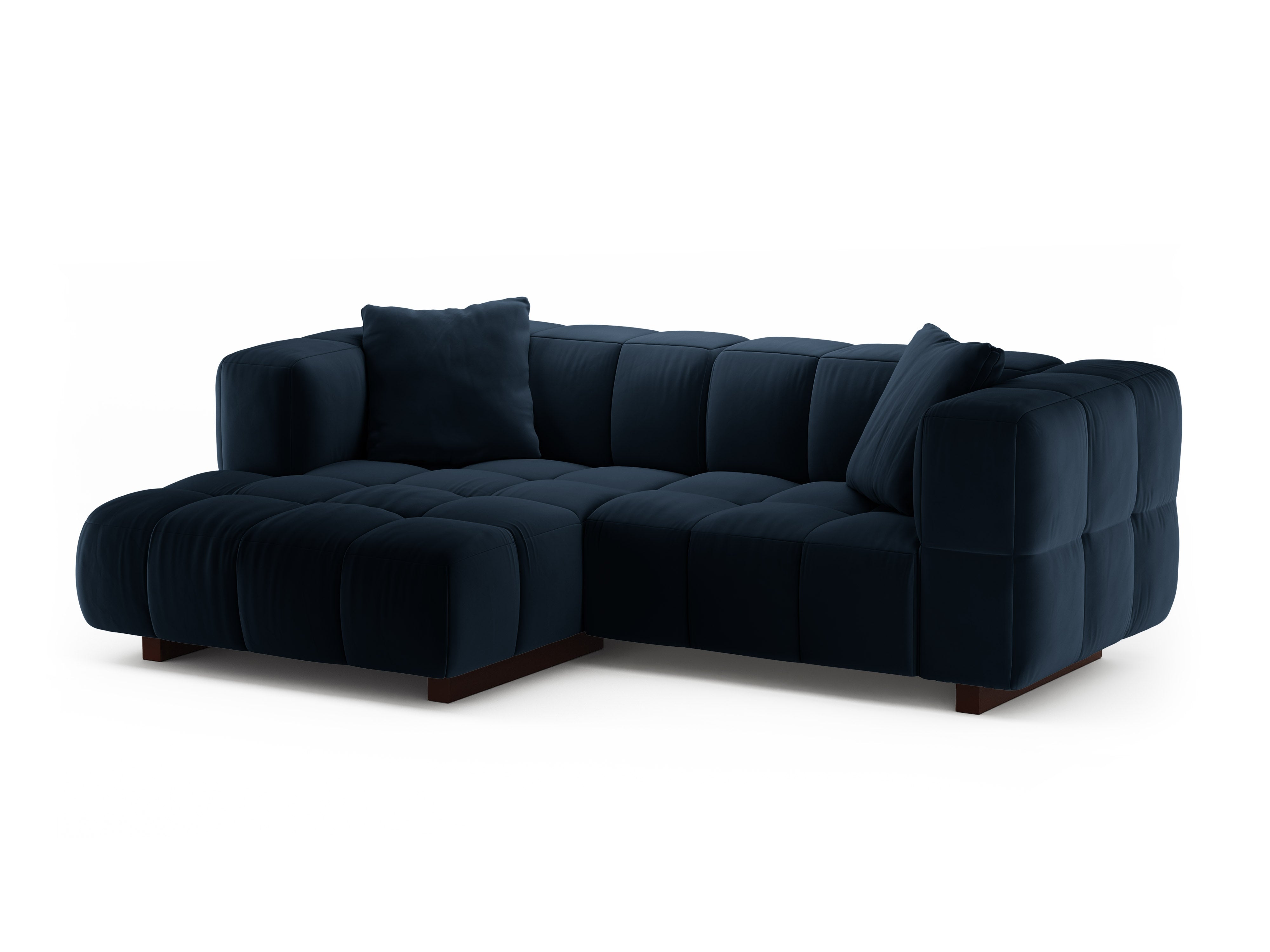 Left-facing velvet corner sofa with sleeping function PUMA royal blue