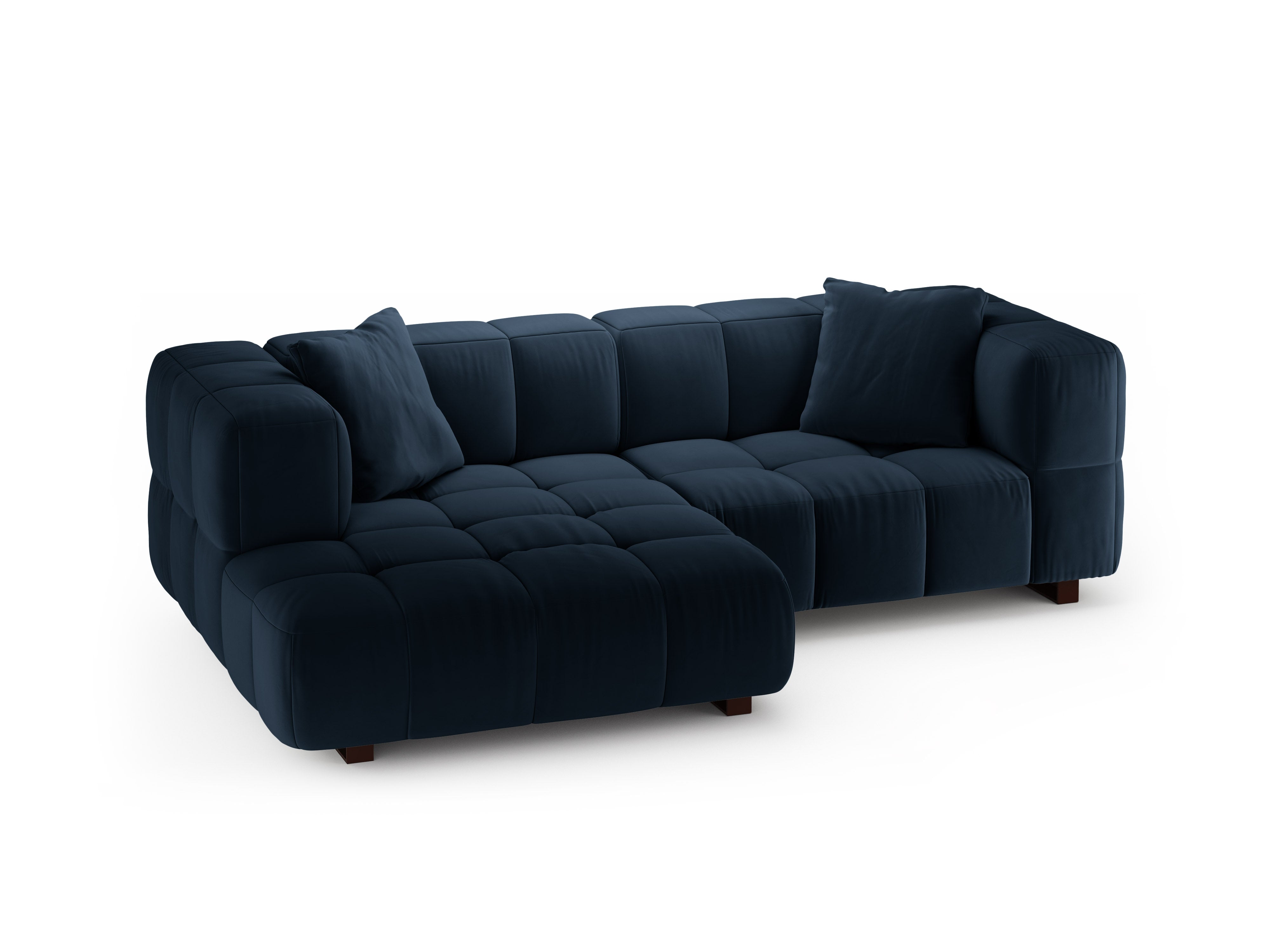 Left-facing velvet corner sofa with sleeping function PUMA royal blue