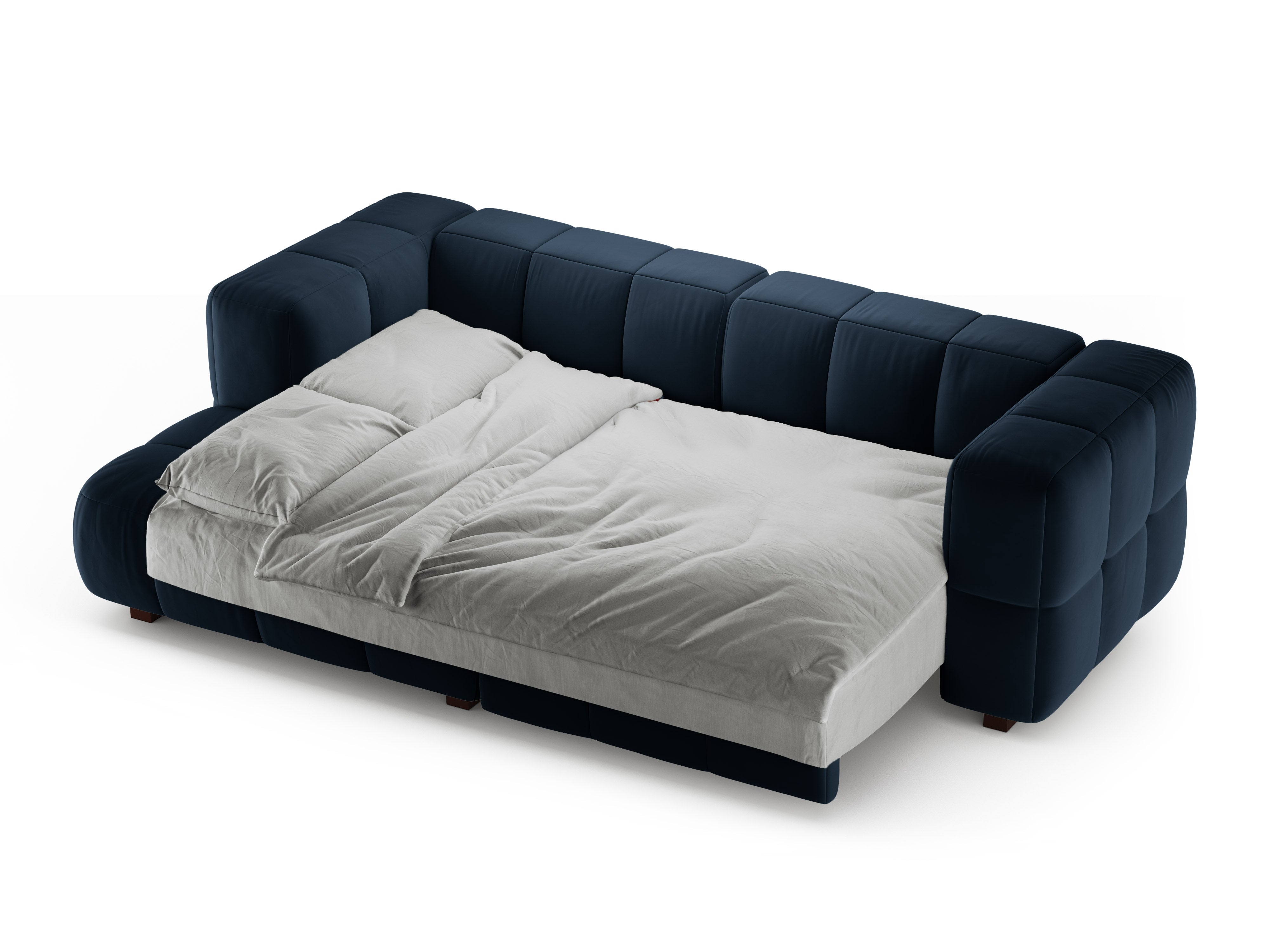 Left-facing velvet corner sofa with sleeping function PUMA royal blue