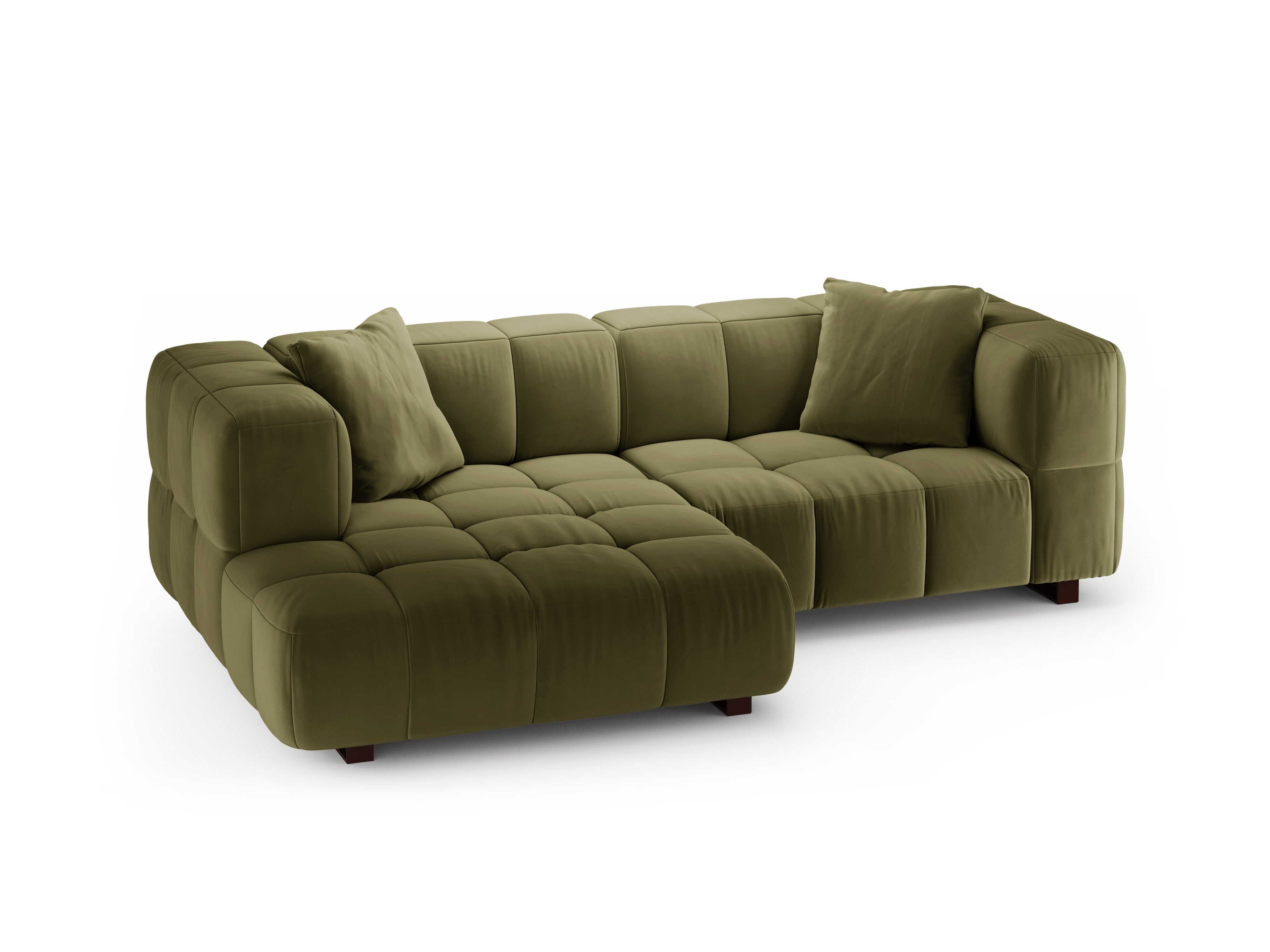 Samt-Ecksofa links mit Schlaffunktion PUMA grün
