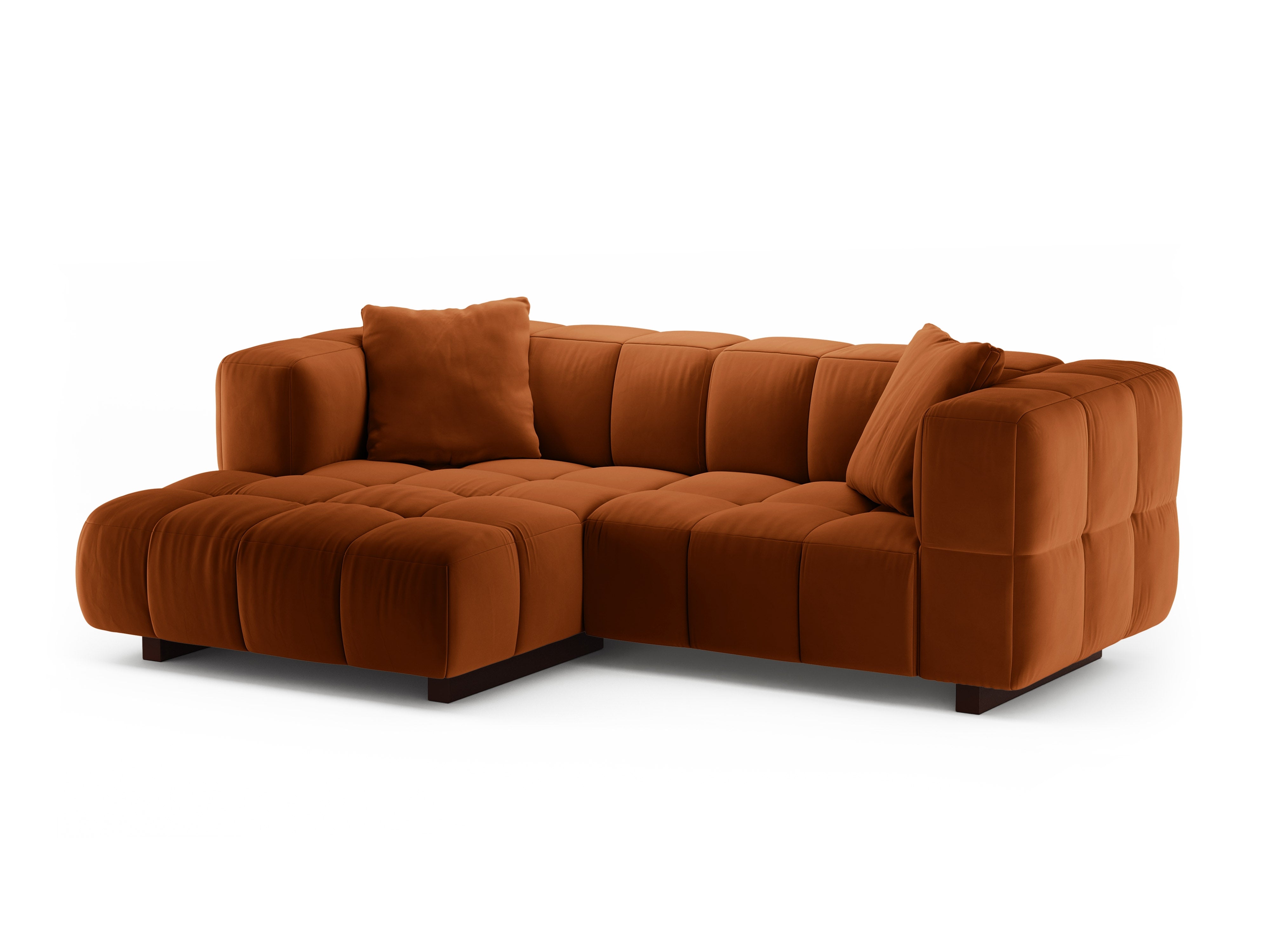 Samt-Ecksofa links mit Schlaffunktion PUMA terrakotta