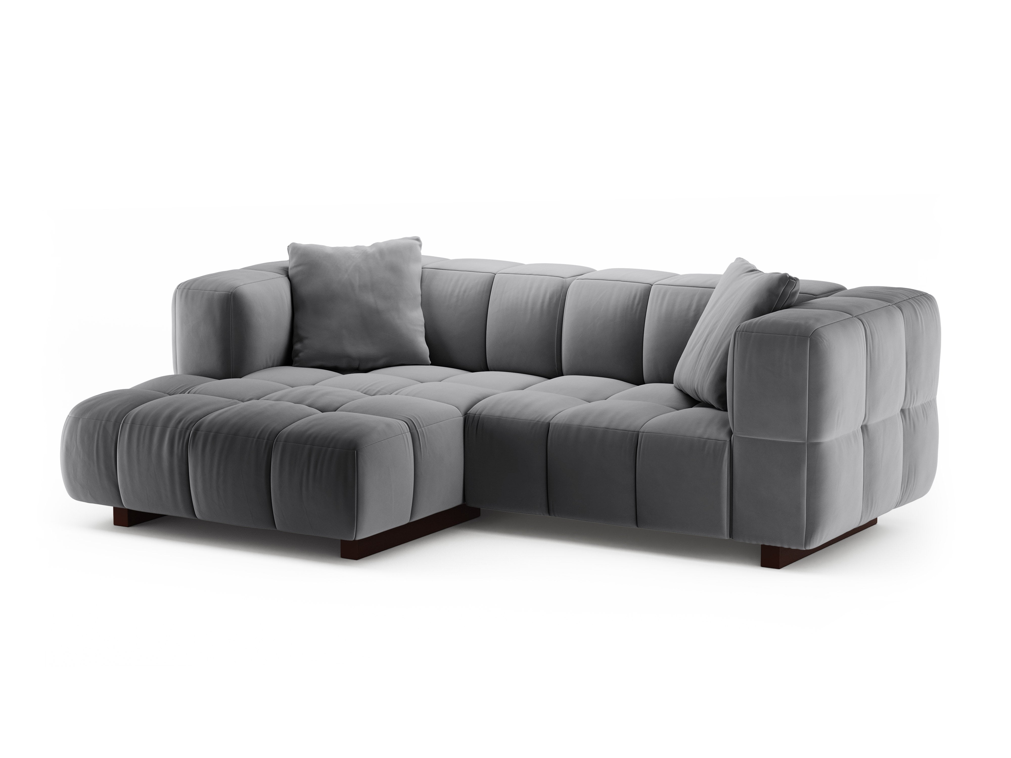 Samt-Ecksofa links mit Schlaffunktion PUMA grau