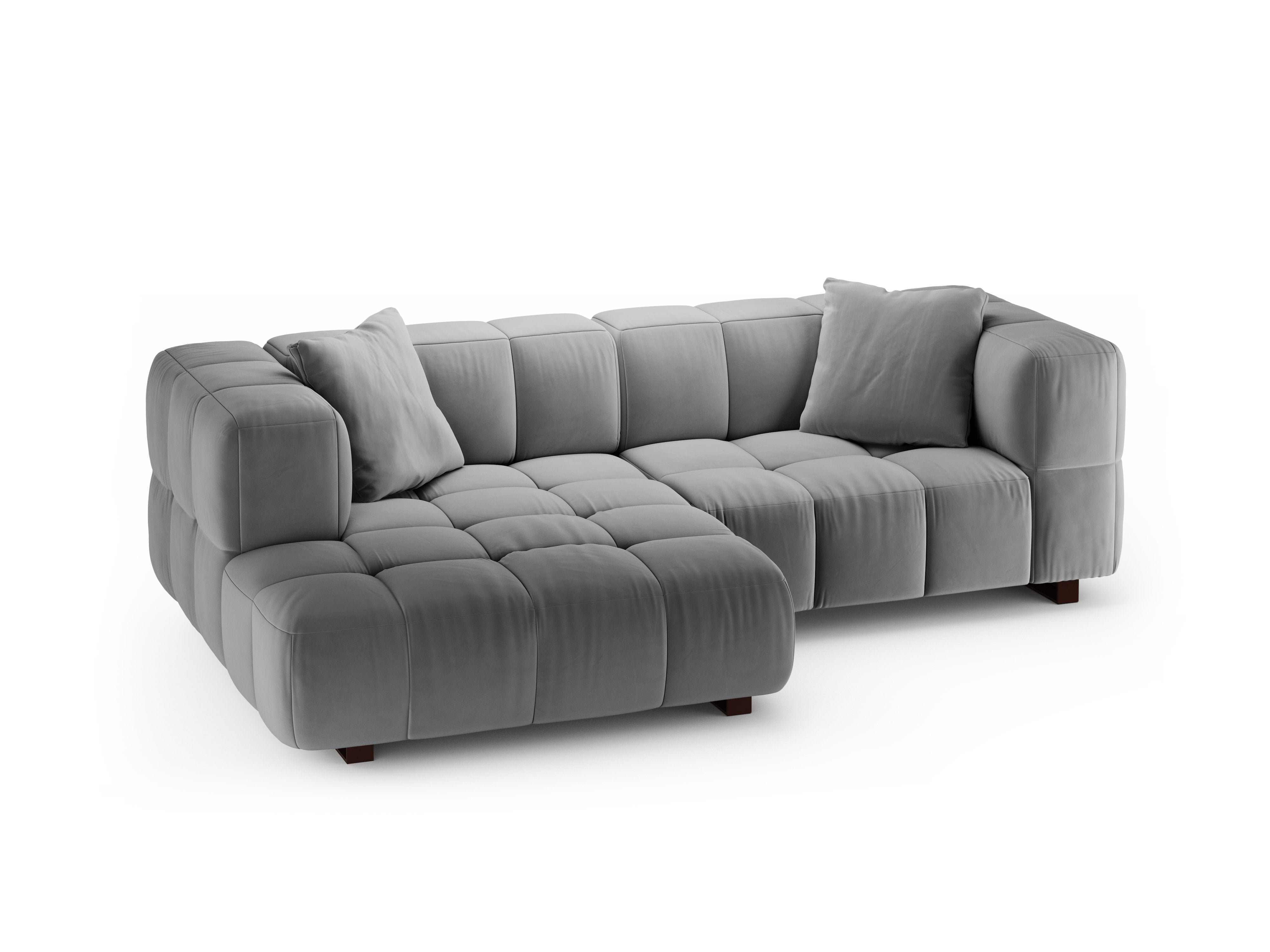 Samt-Ecksofa links mit Schlaffunktion PUMA grau