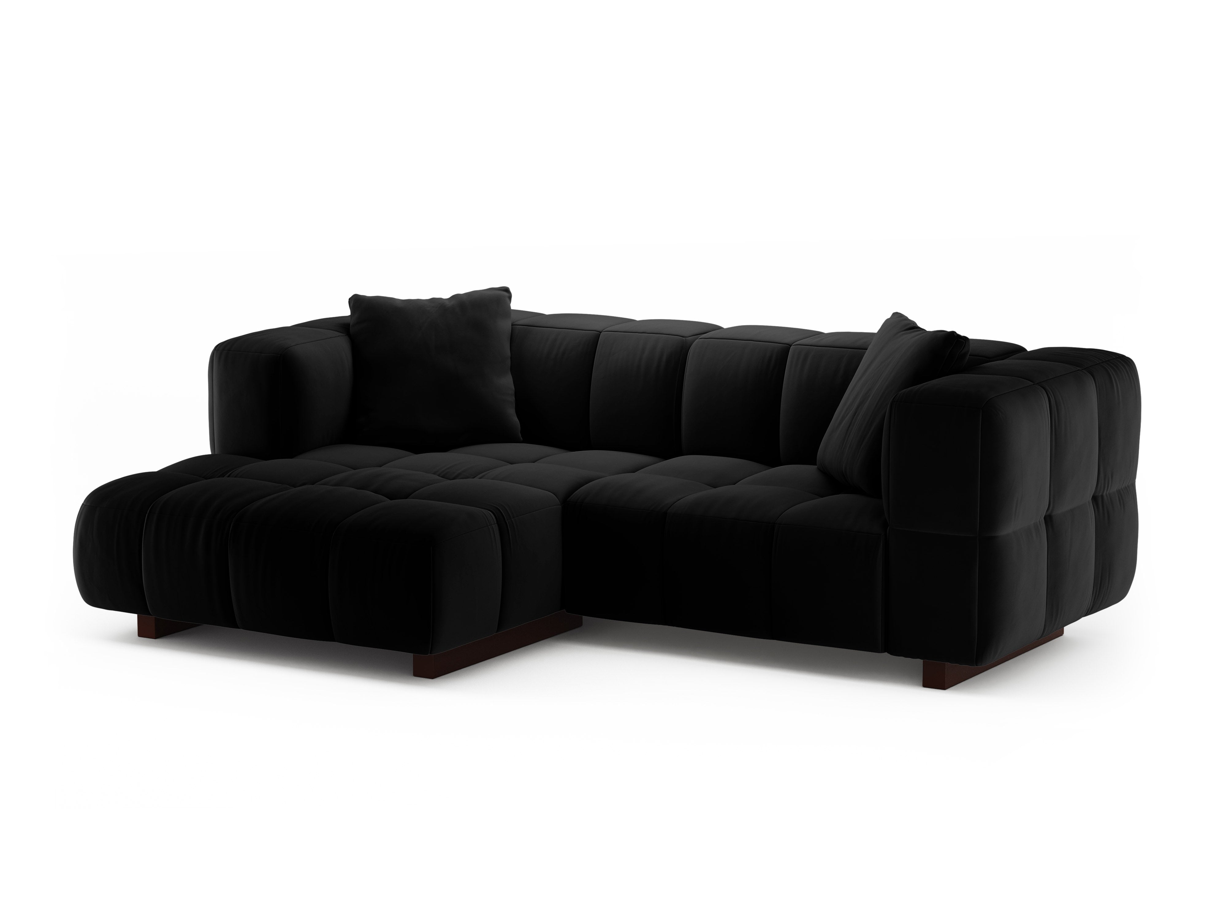 Samt-Ecksofa links mit Schlaffunktion PUMA schwarz