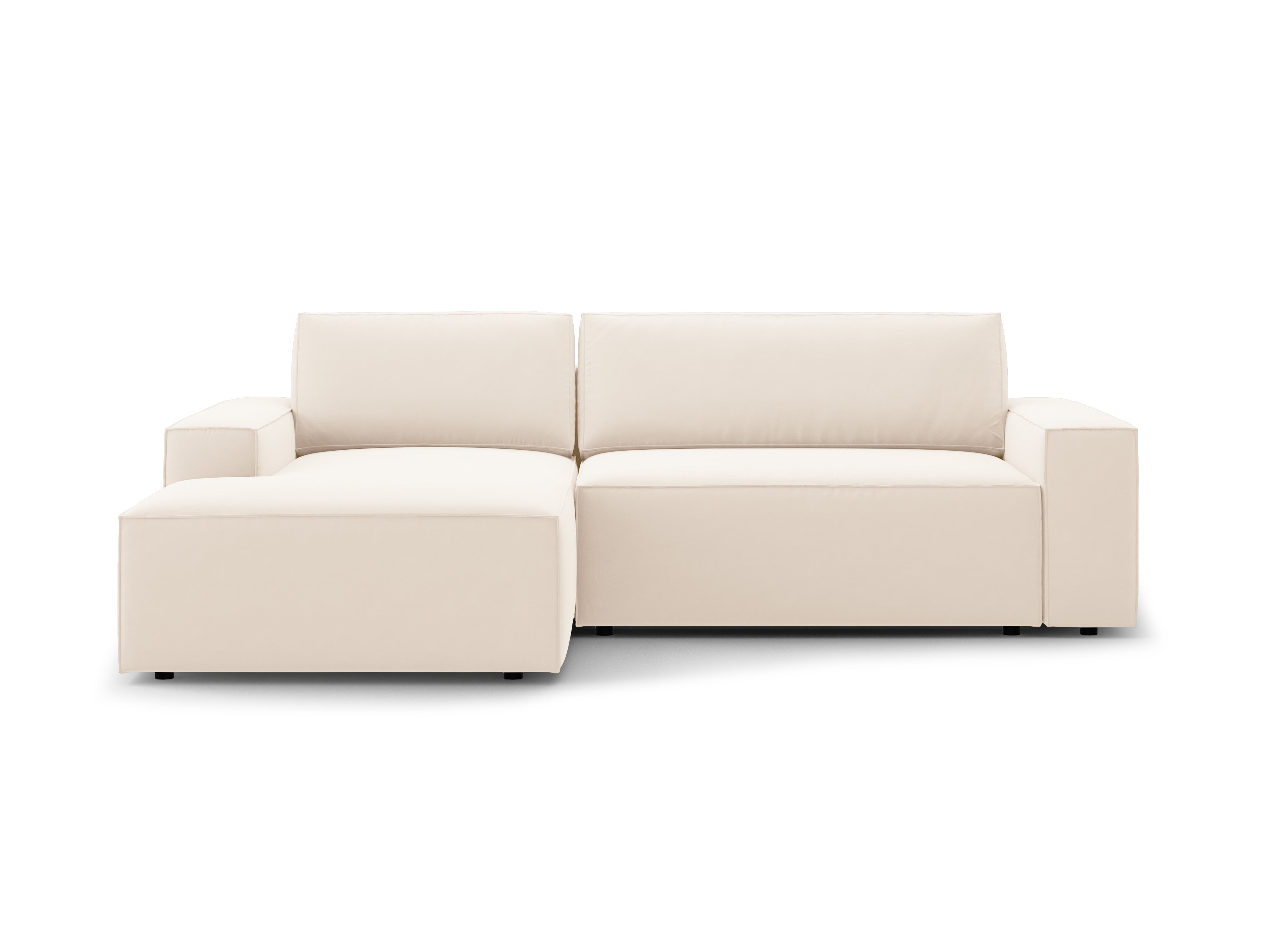 Samt-Ecksofa links mit Schlaffunktion JODIE hellbeige