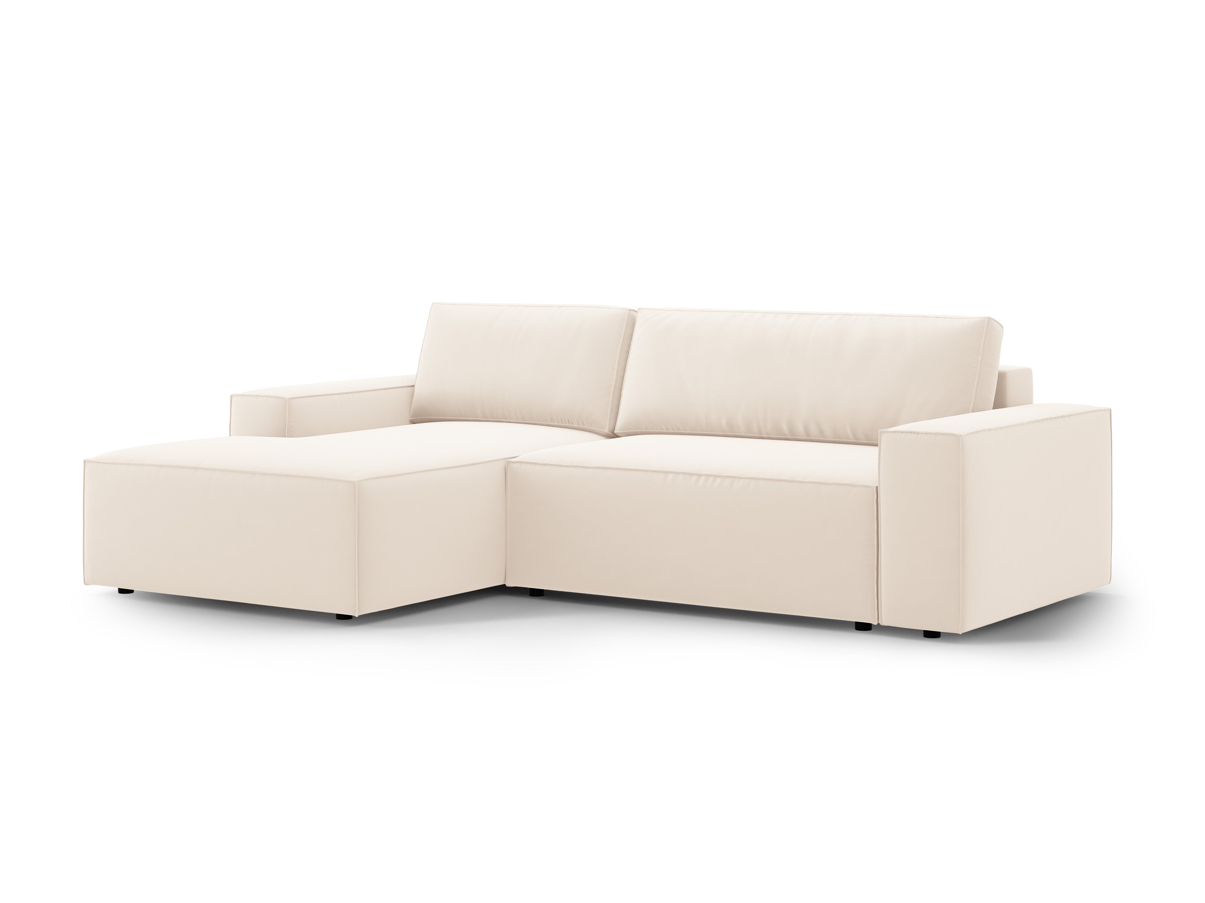 Samt-Ecksofa links mit Schlaffunktion JODIE hellbeige