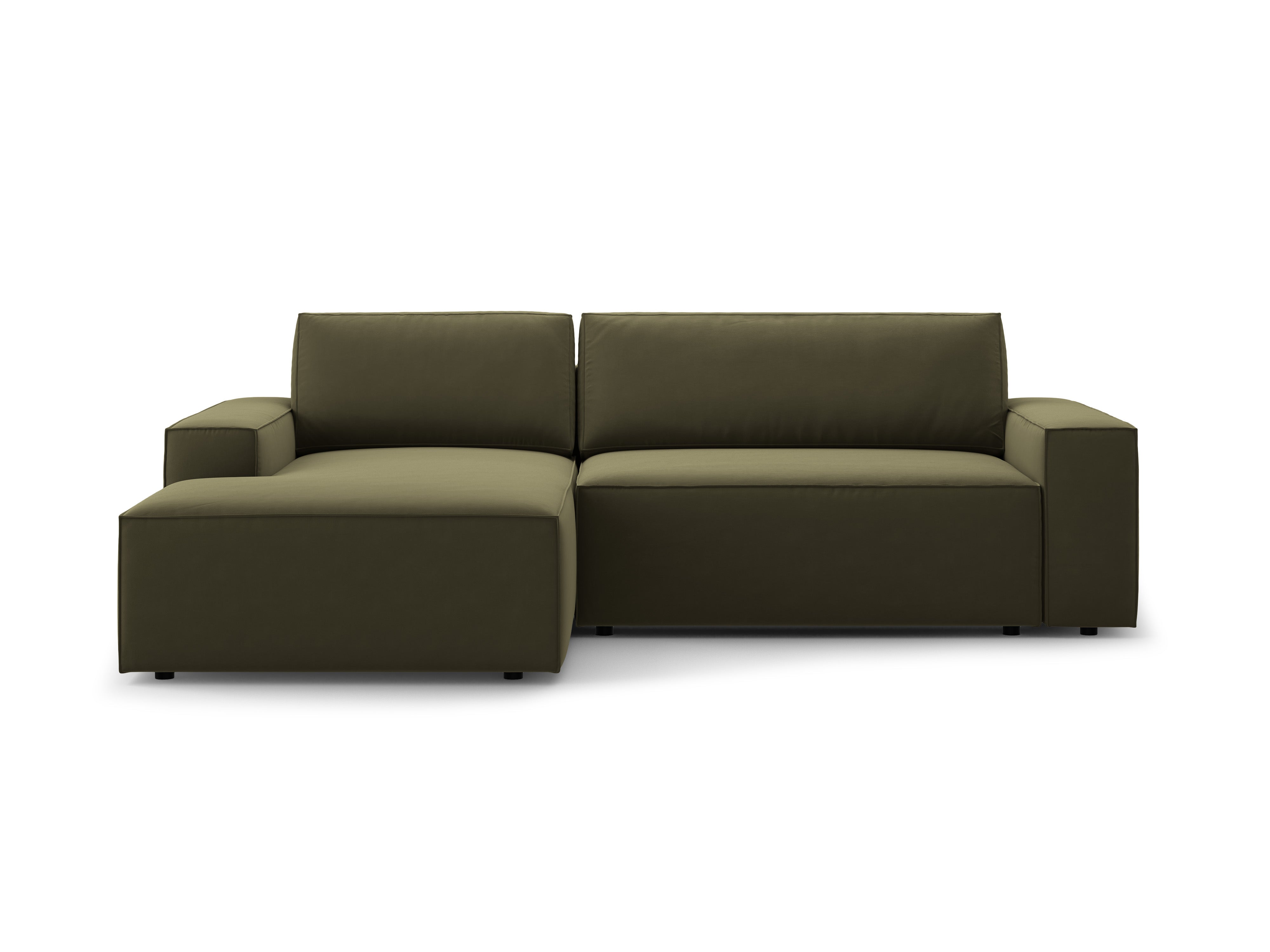 Left-facing velvet corner sofa bed JODIE green