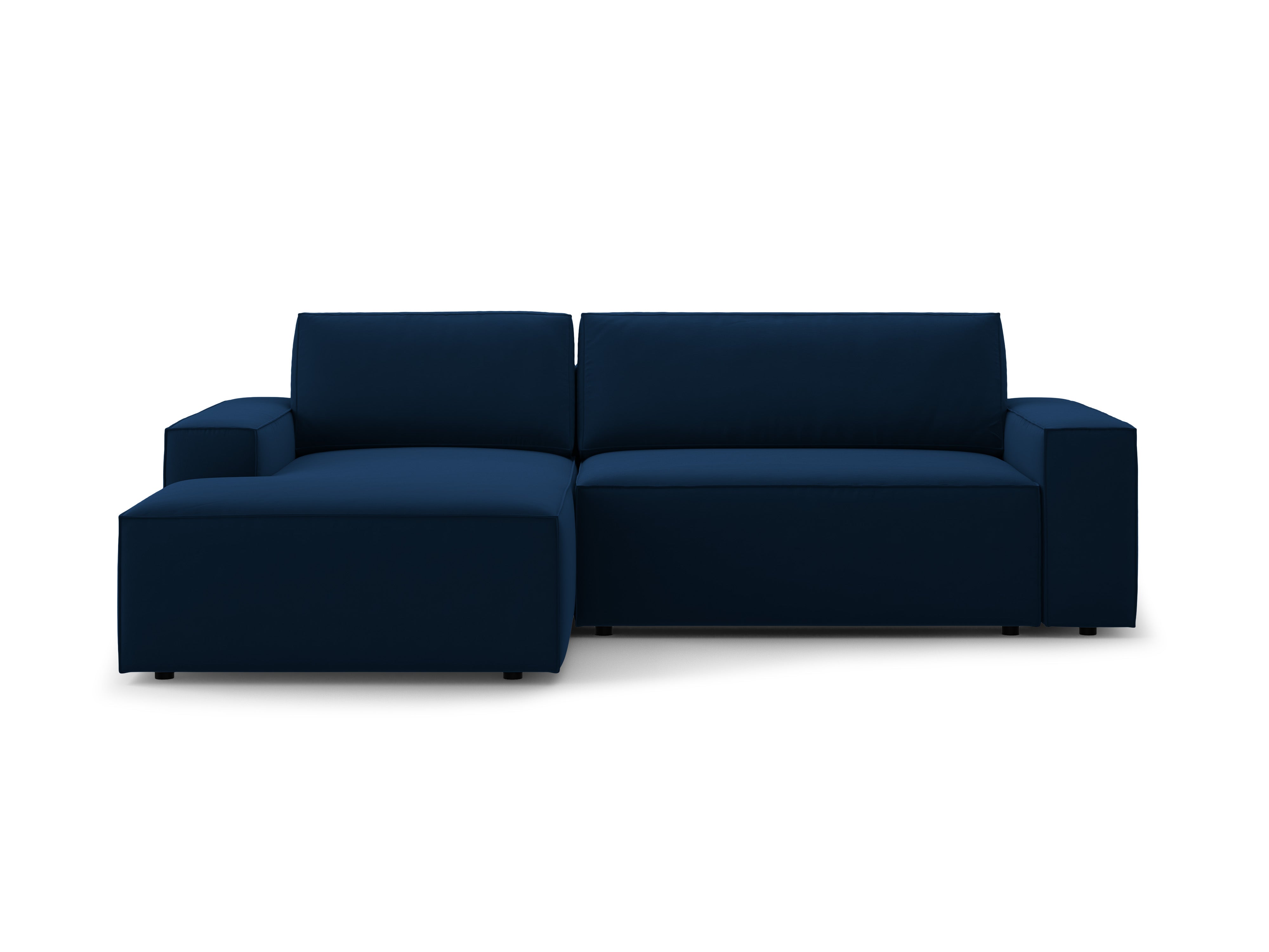 Samt-Ecksofa links mit Schlaffunktion JODIE königsblau