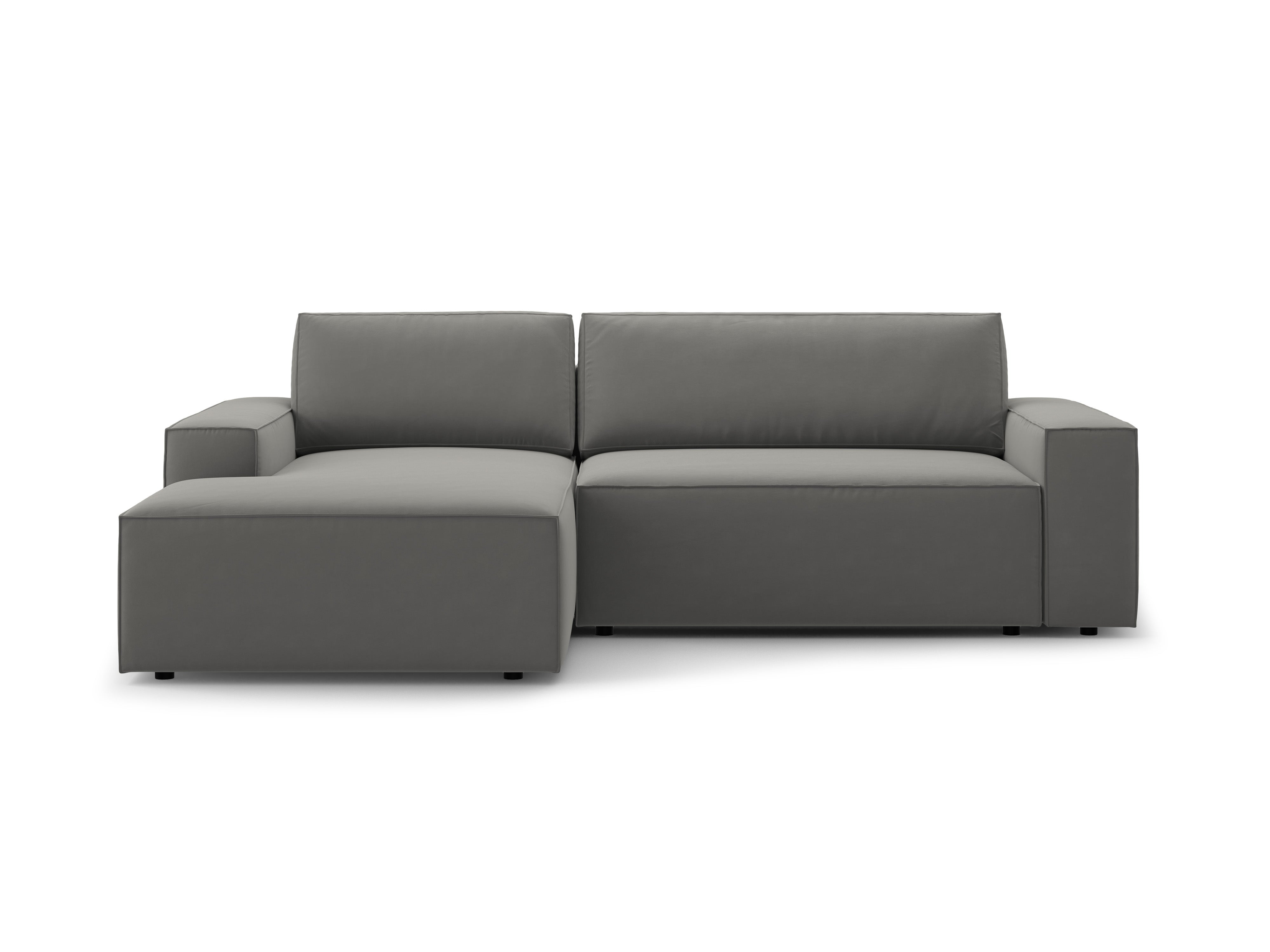 Samt-Ecksofa links mit Schlaffunktion JODIE hellgrau