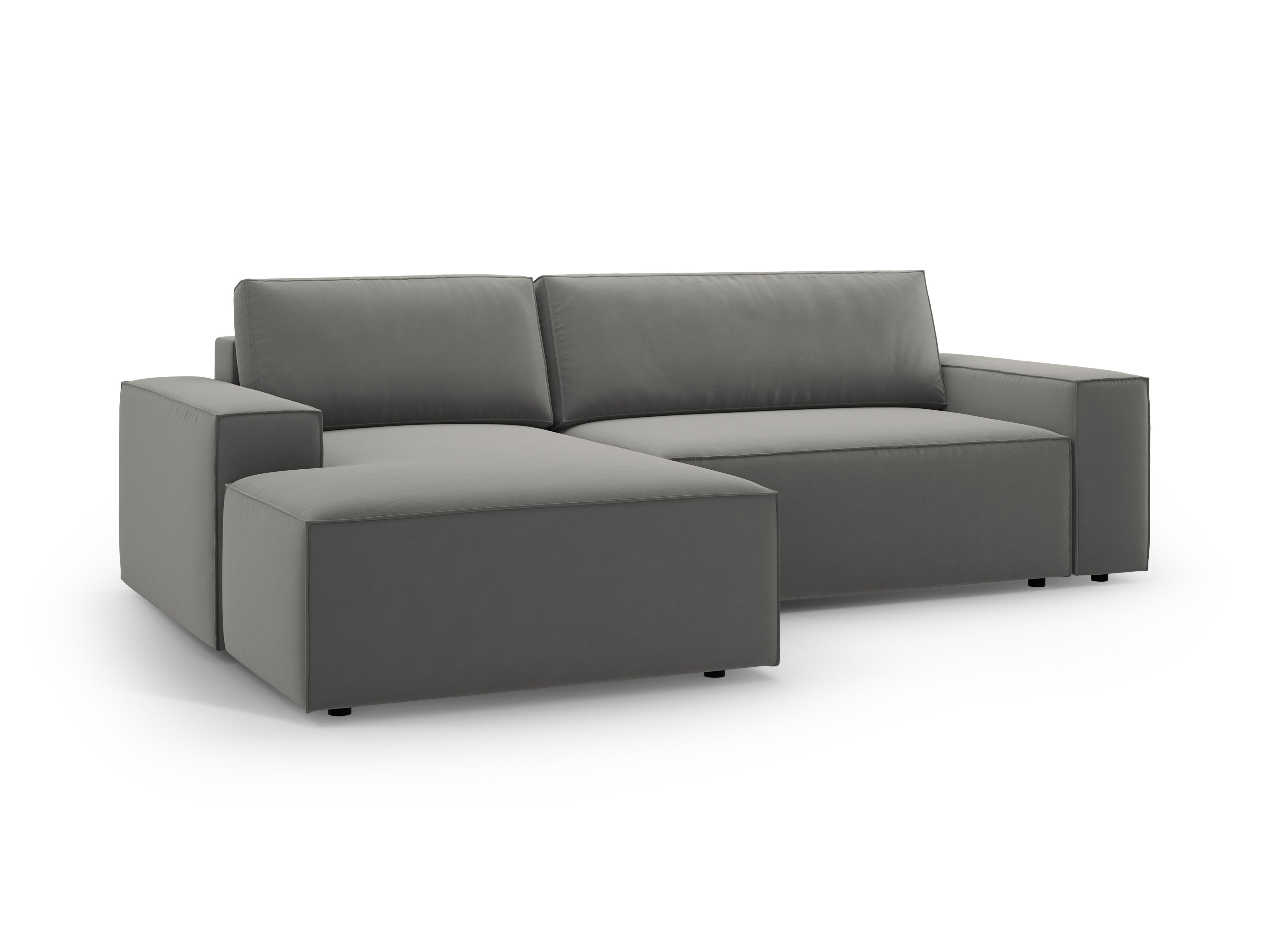 Samt-Ecksofa links mit Schlaffunktion JODIE hellgrau