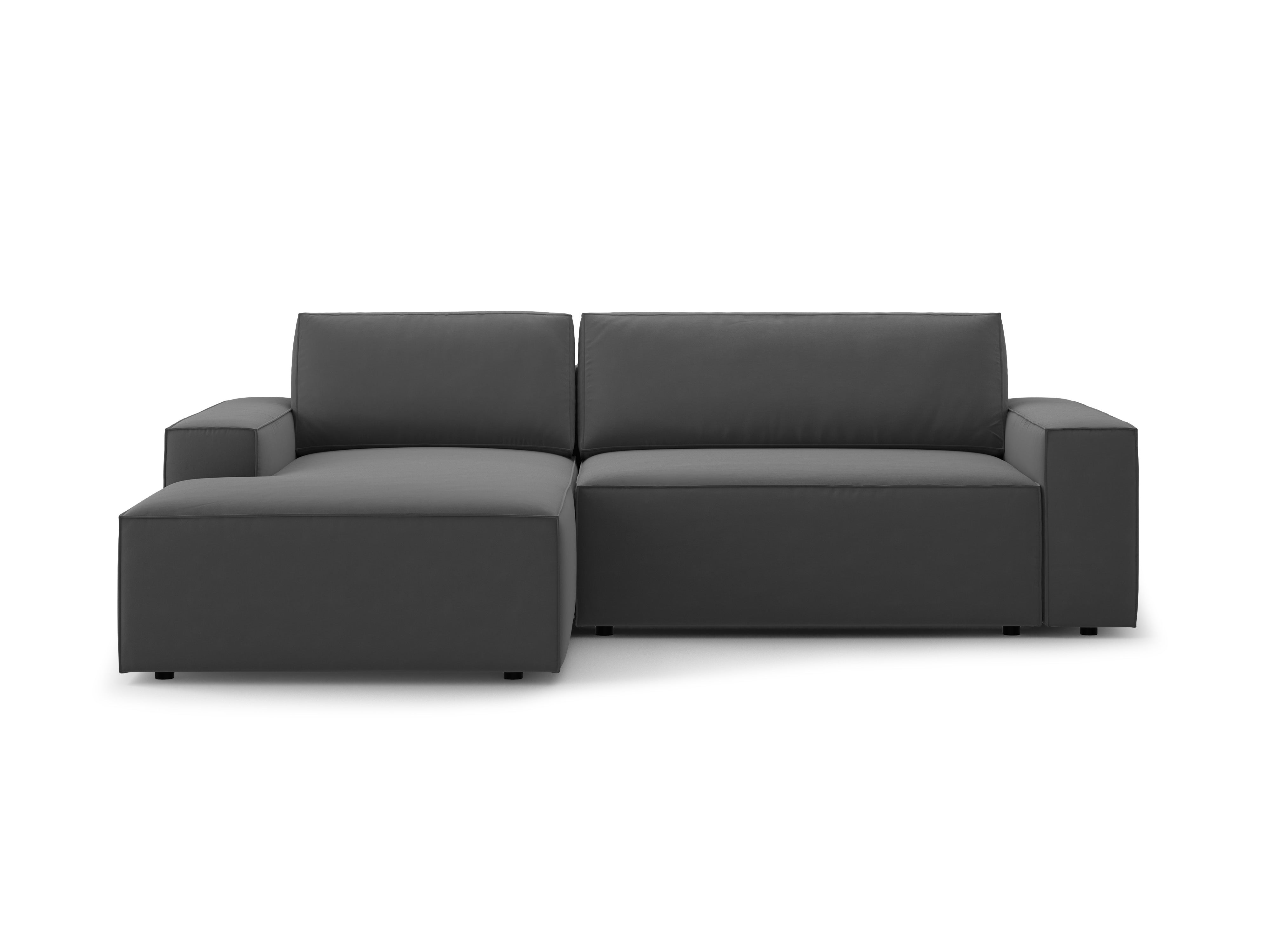 Samt-Ecksofa links mit Schlaffunktion JODIE grau
