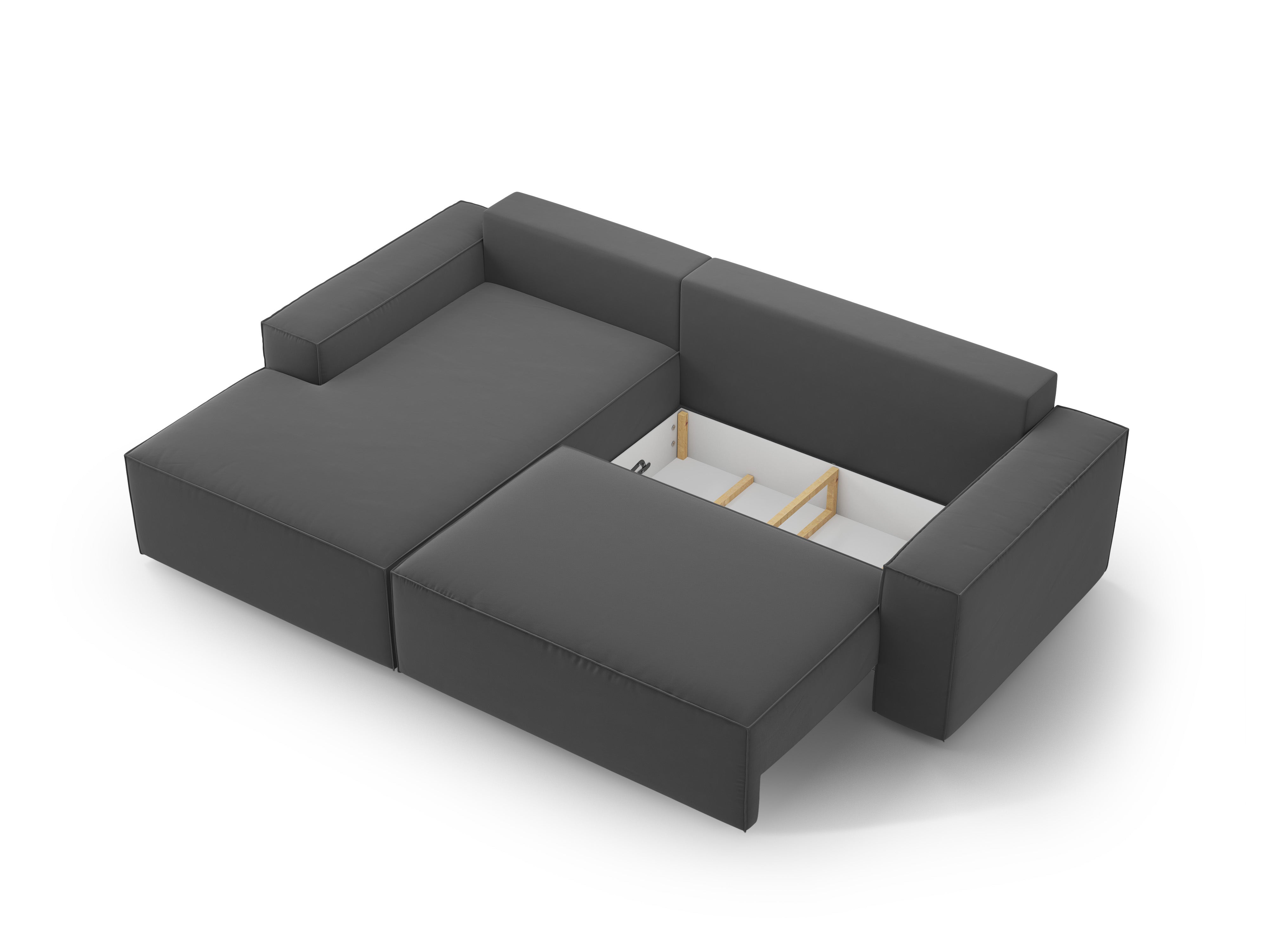 Samt-Ecksofa links mit Schlaffunktion JODIE grau