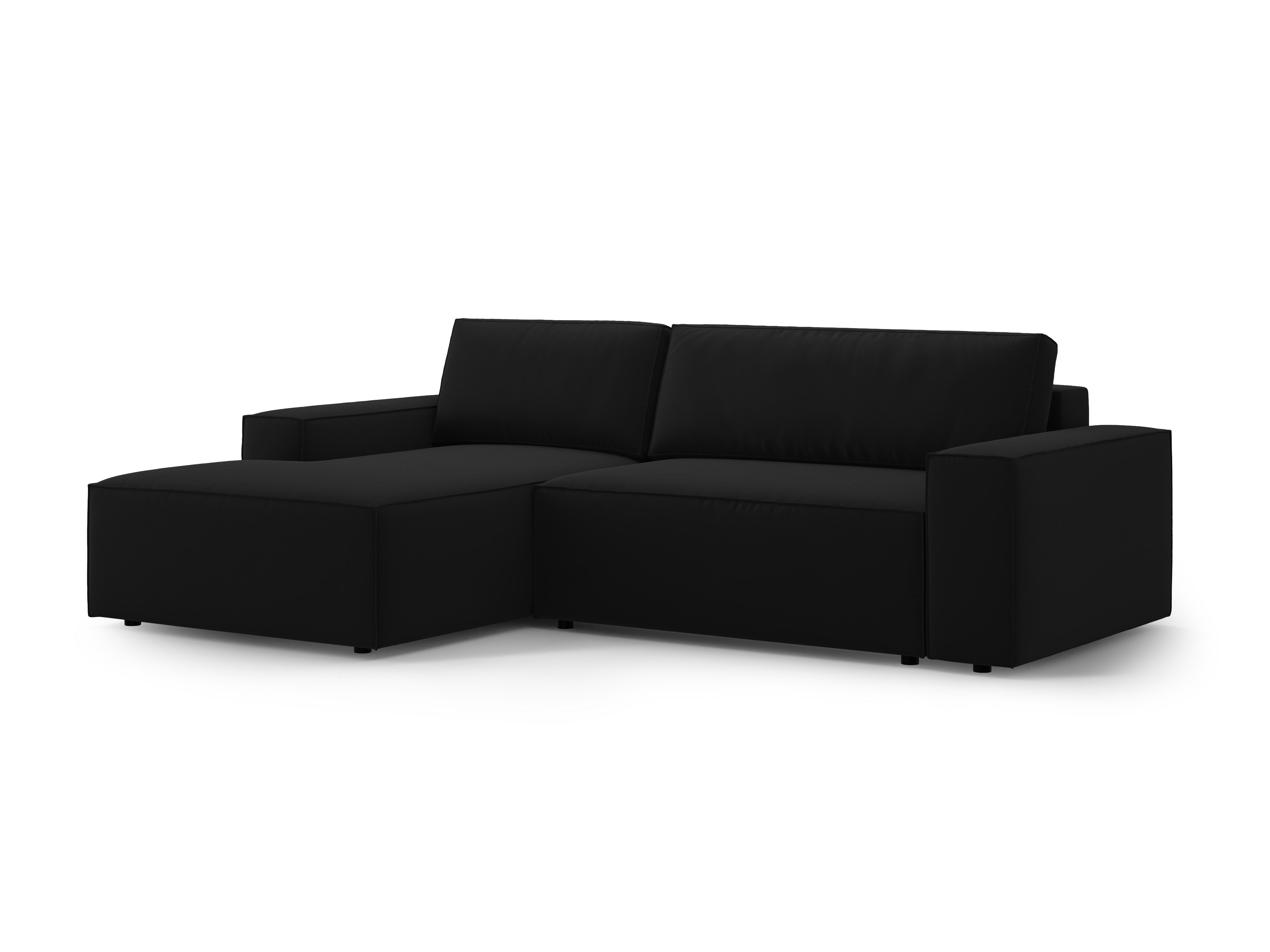 Left-facing velvet corner sofa bed JODIE black