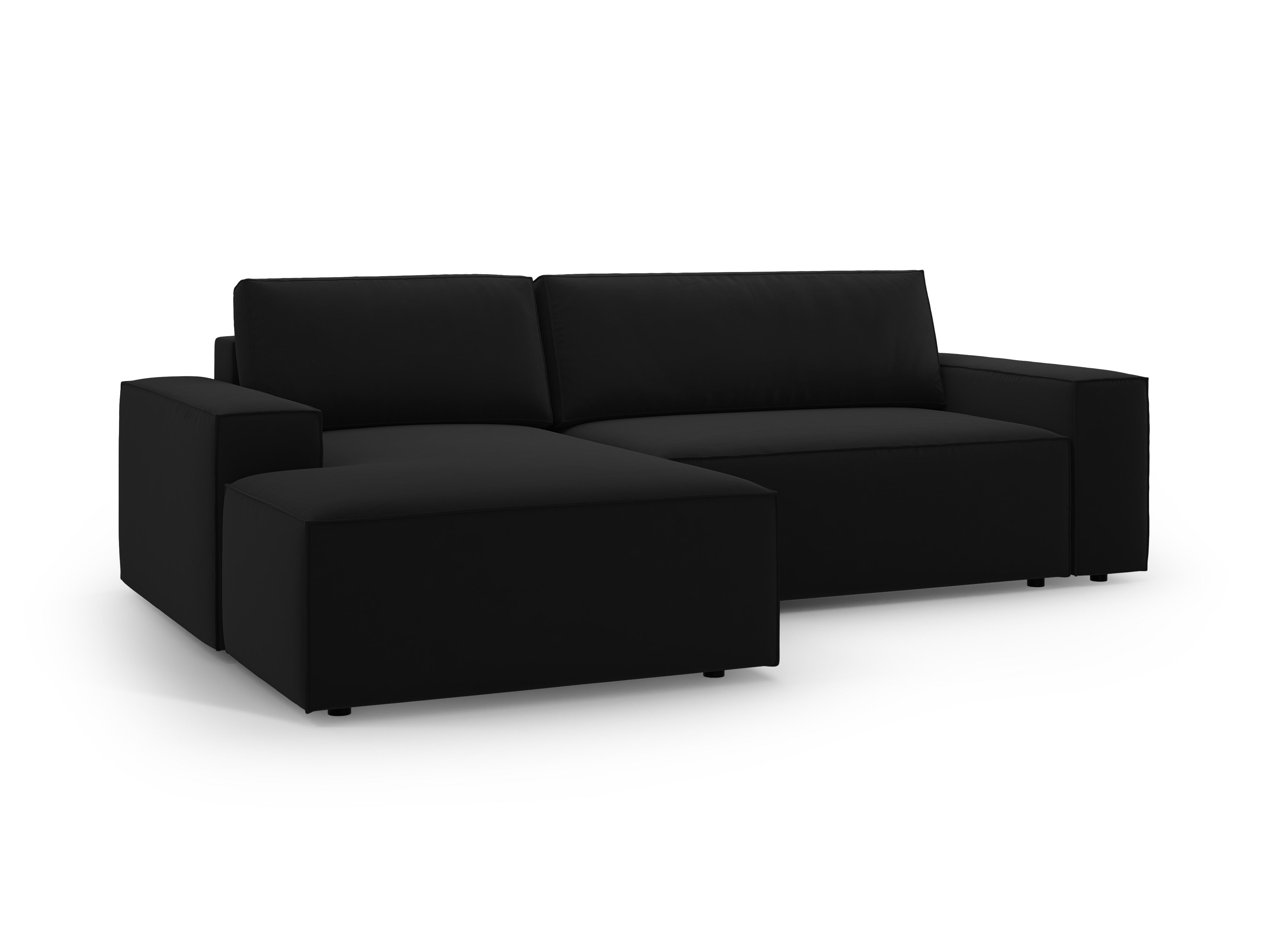 Left-facing velvet corner sofa bed JODIE black
