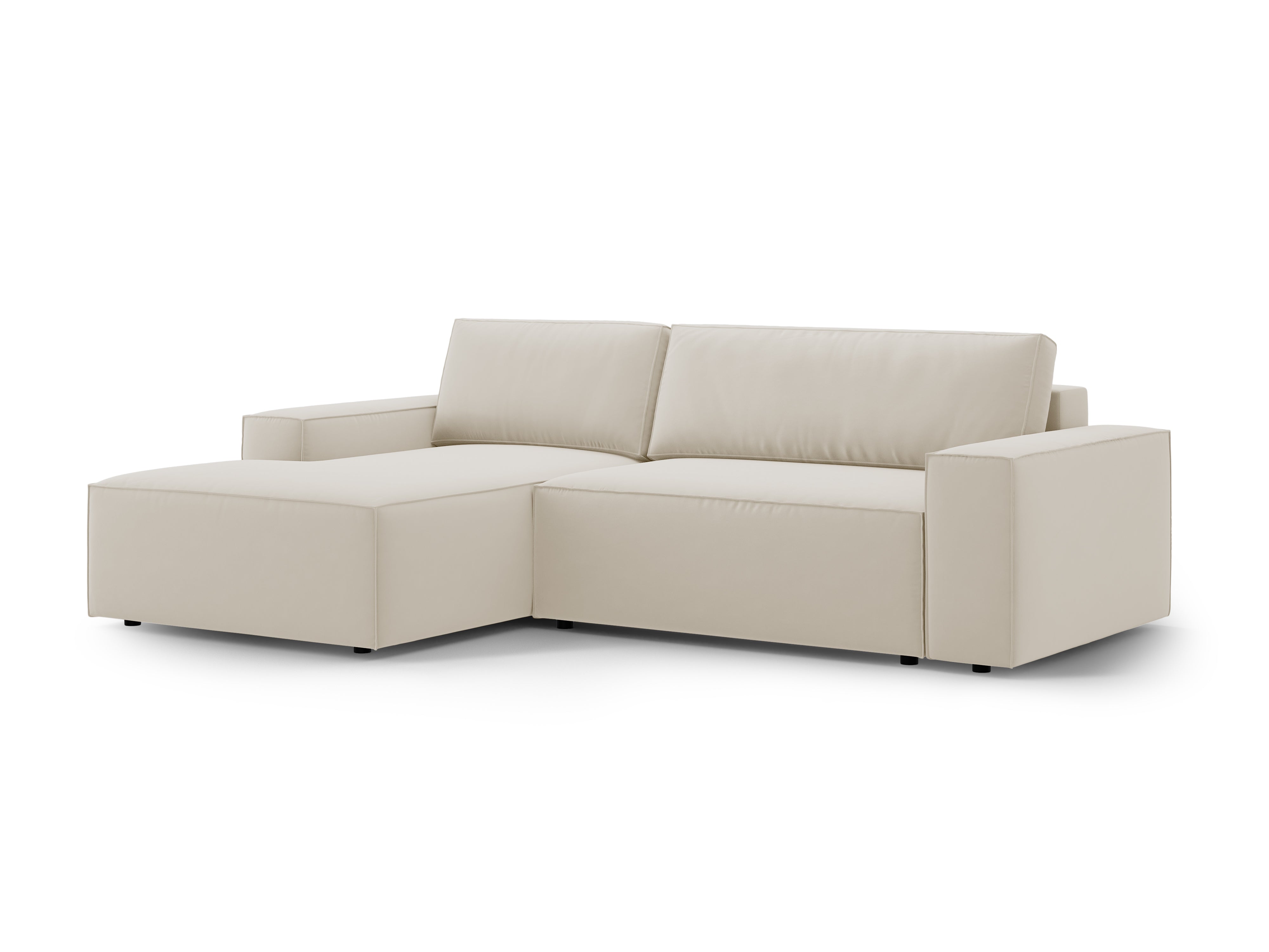 Left-facing velvet corner sofa bed JODIE dark beige