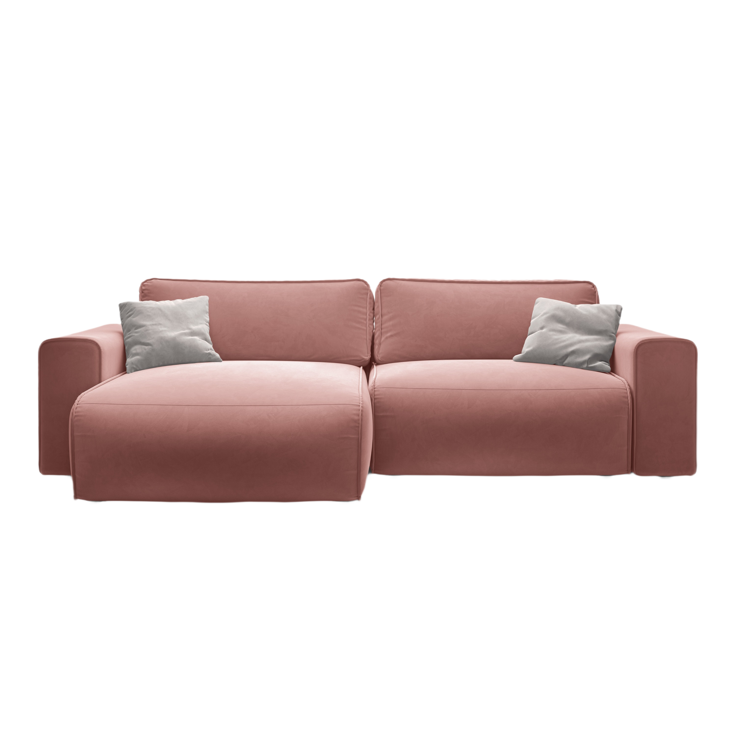 Left-facing velvet corner sofa for 3 people with sleeping function VICTOR pink