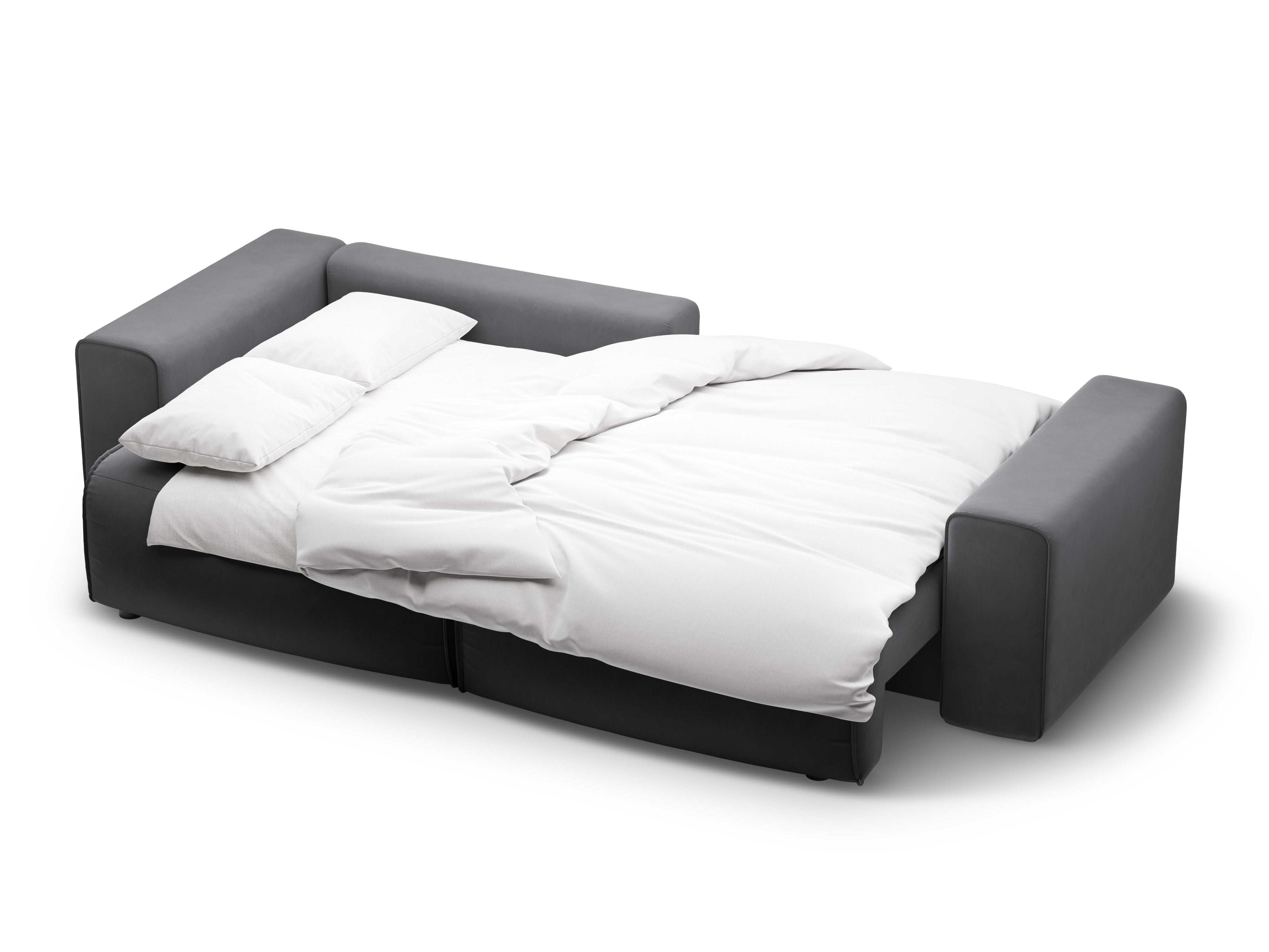 Samt-Ecksofa linksseitig 3-sitzig mit Schlaffunktion VICTOR grau