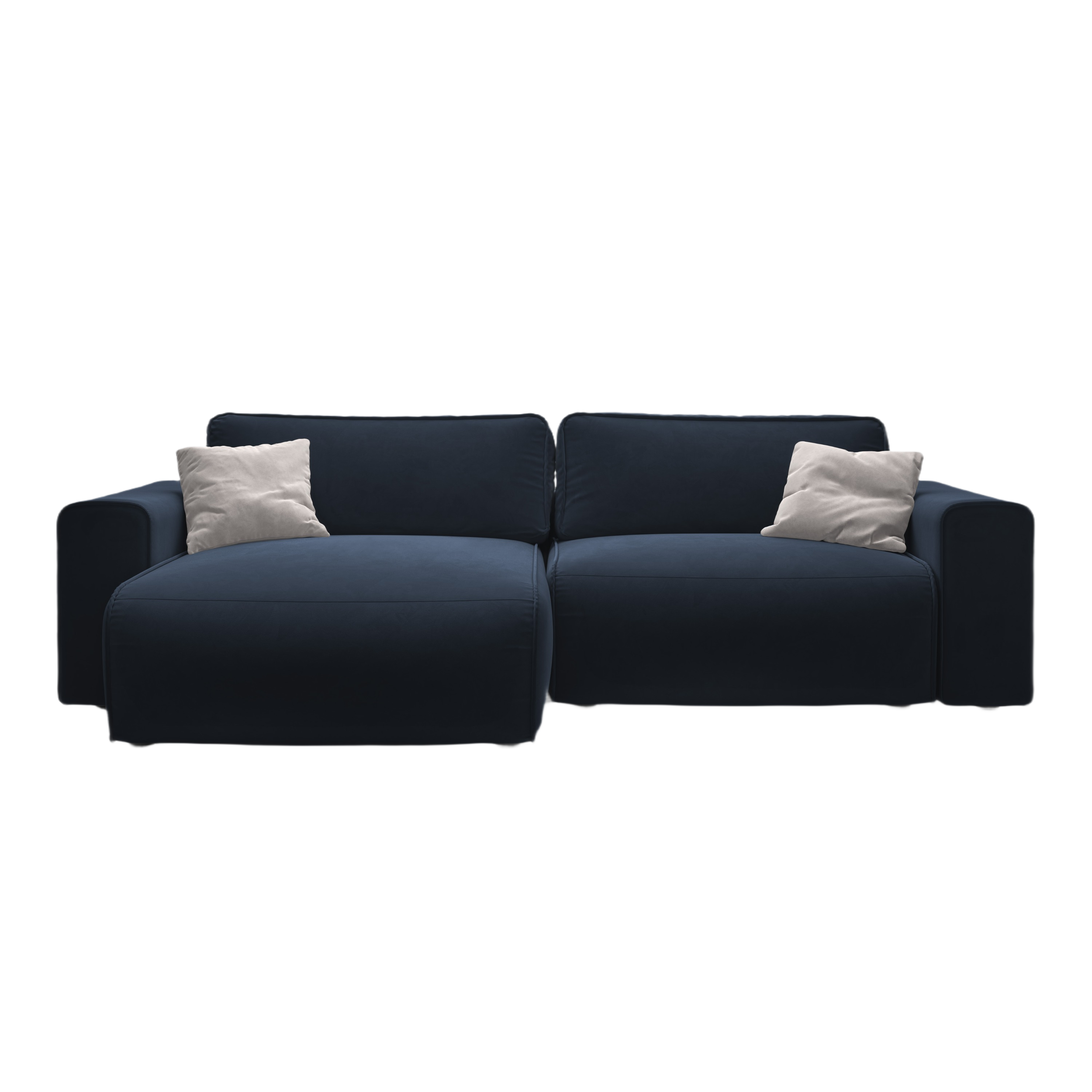 Left-facing velvet corner sofa for 3 people with sleeping function VICTOR navy blue
