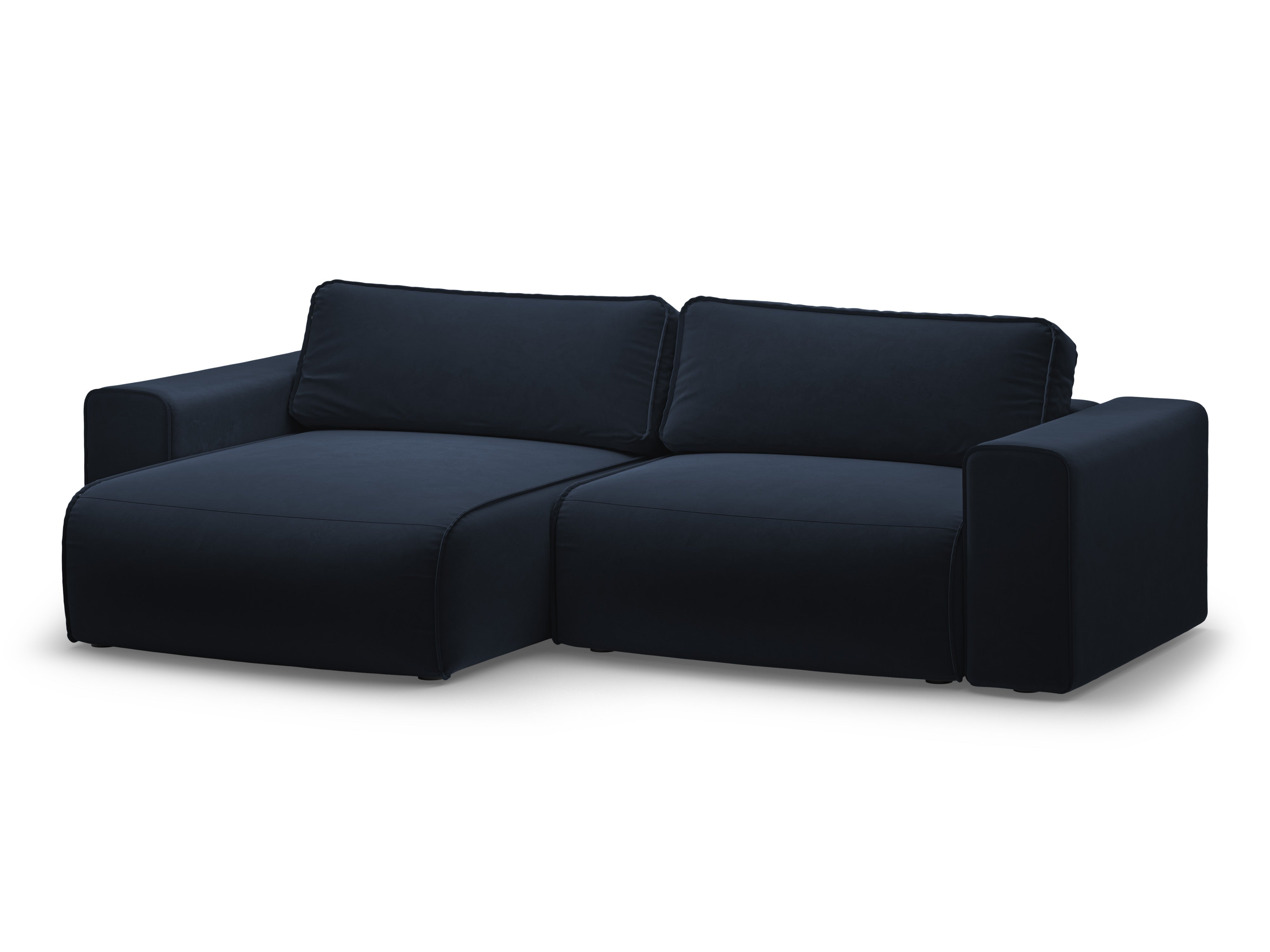 Left-facing velvet corner sofa for 3 people with sleeping function VICTOR navy blue