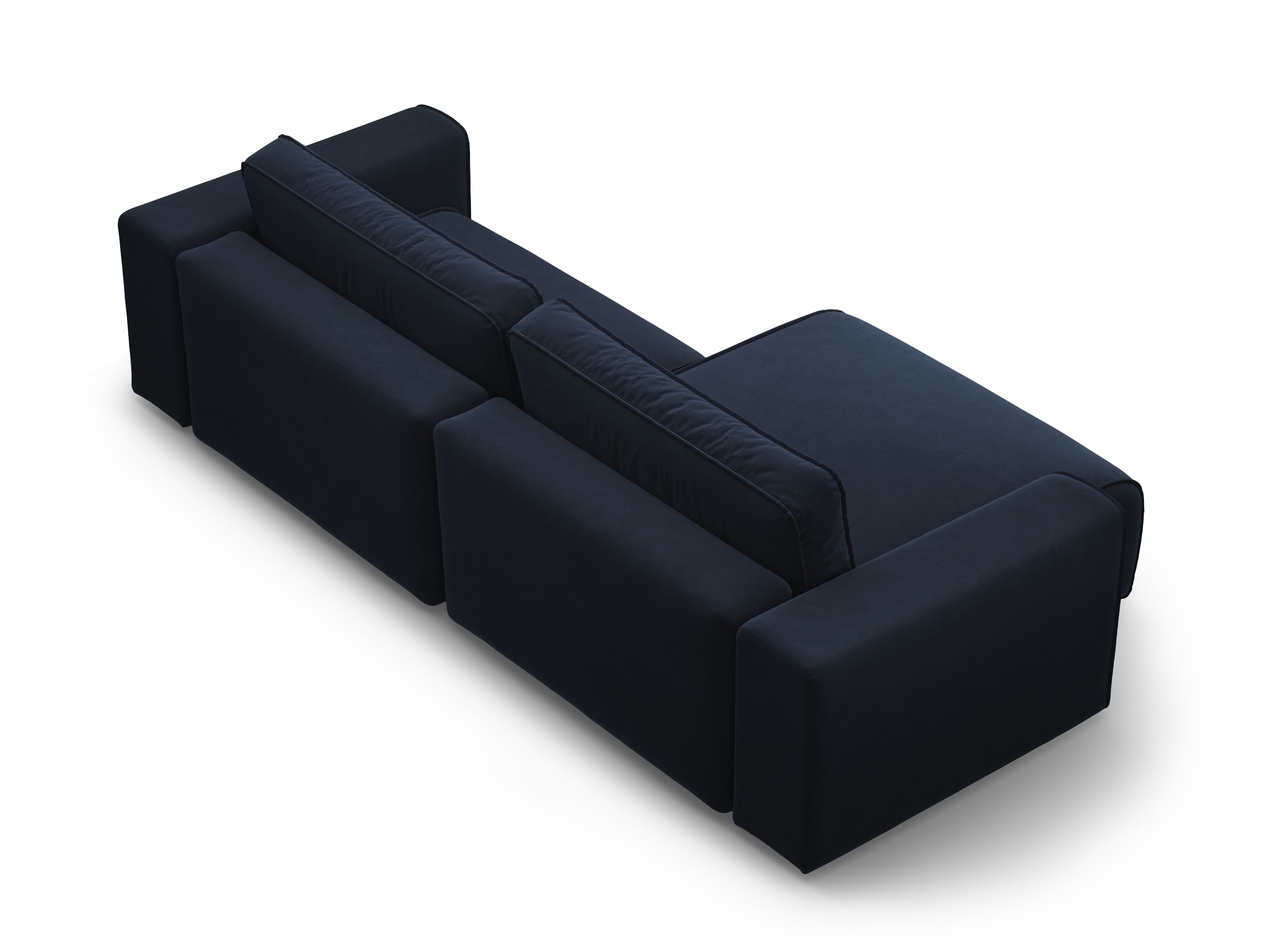 Left-facing velvet corner sofa for 3 people with sleeping function VICTOR navy blue