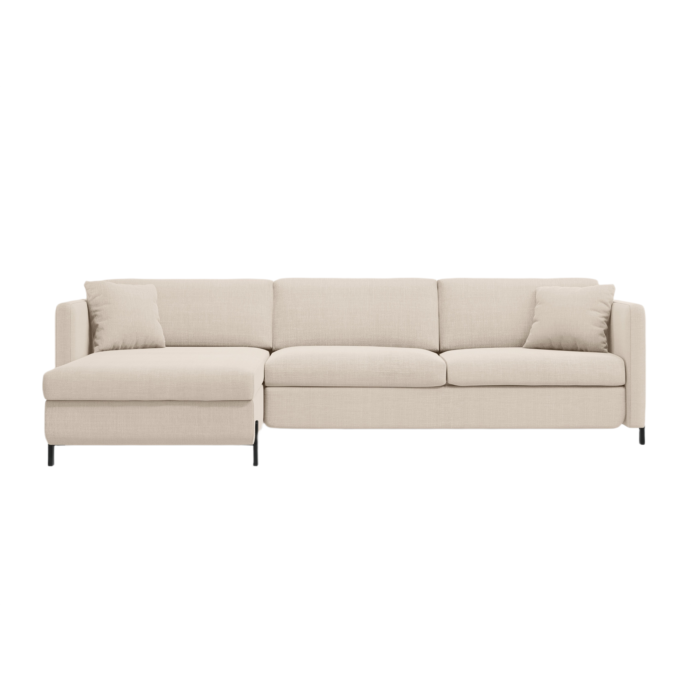 Linke Ecksofa mit Bettfunktion und Kiste, "Gloria", 4 Sitze, Beige, 260x170x80
In Europa gemacht