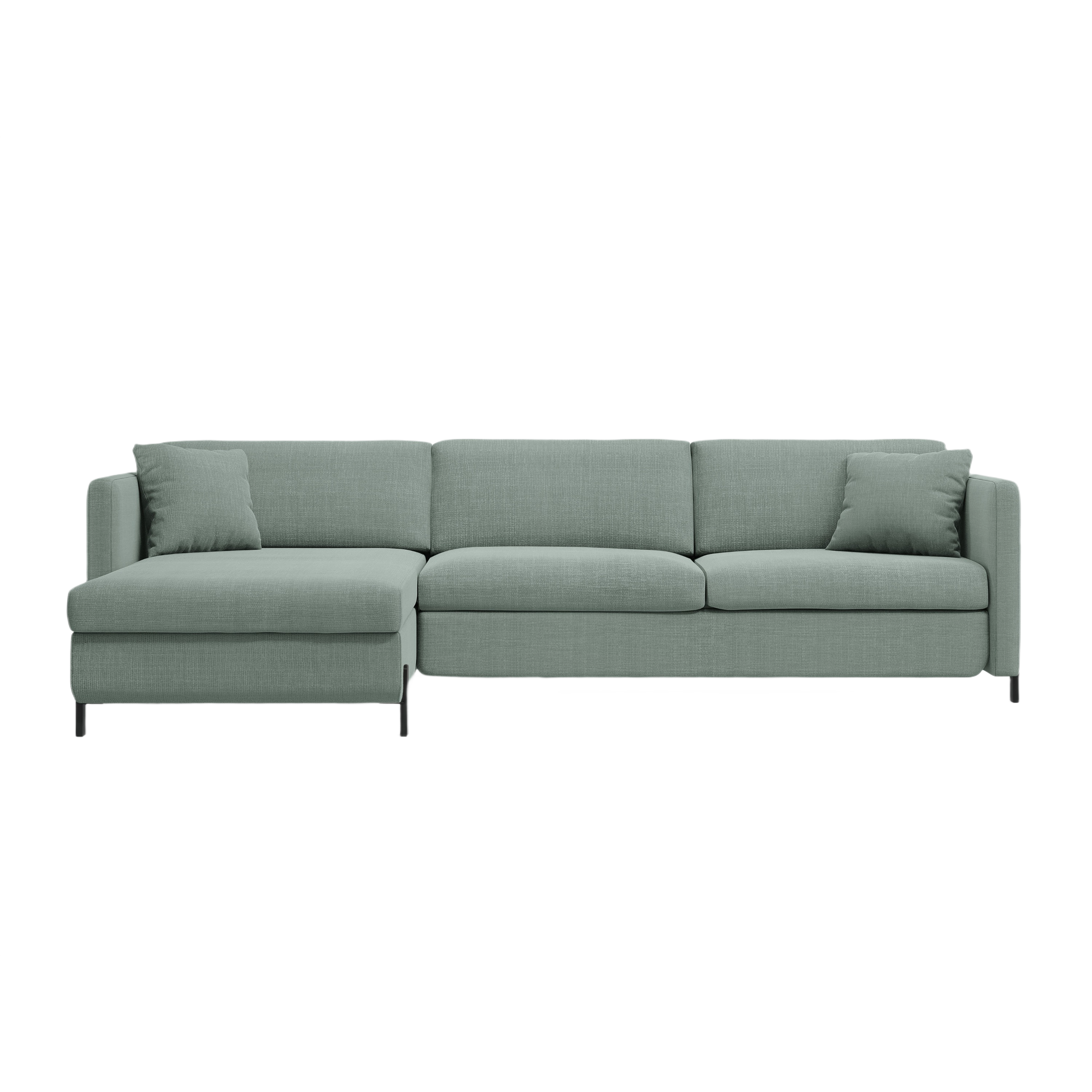 Linke Ecksofa mit Bettfunktion und Schachtel, "Gloria", 4 Sitze, Minze, 260x170x80
In Europa gemacht