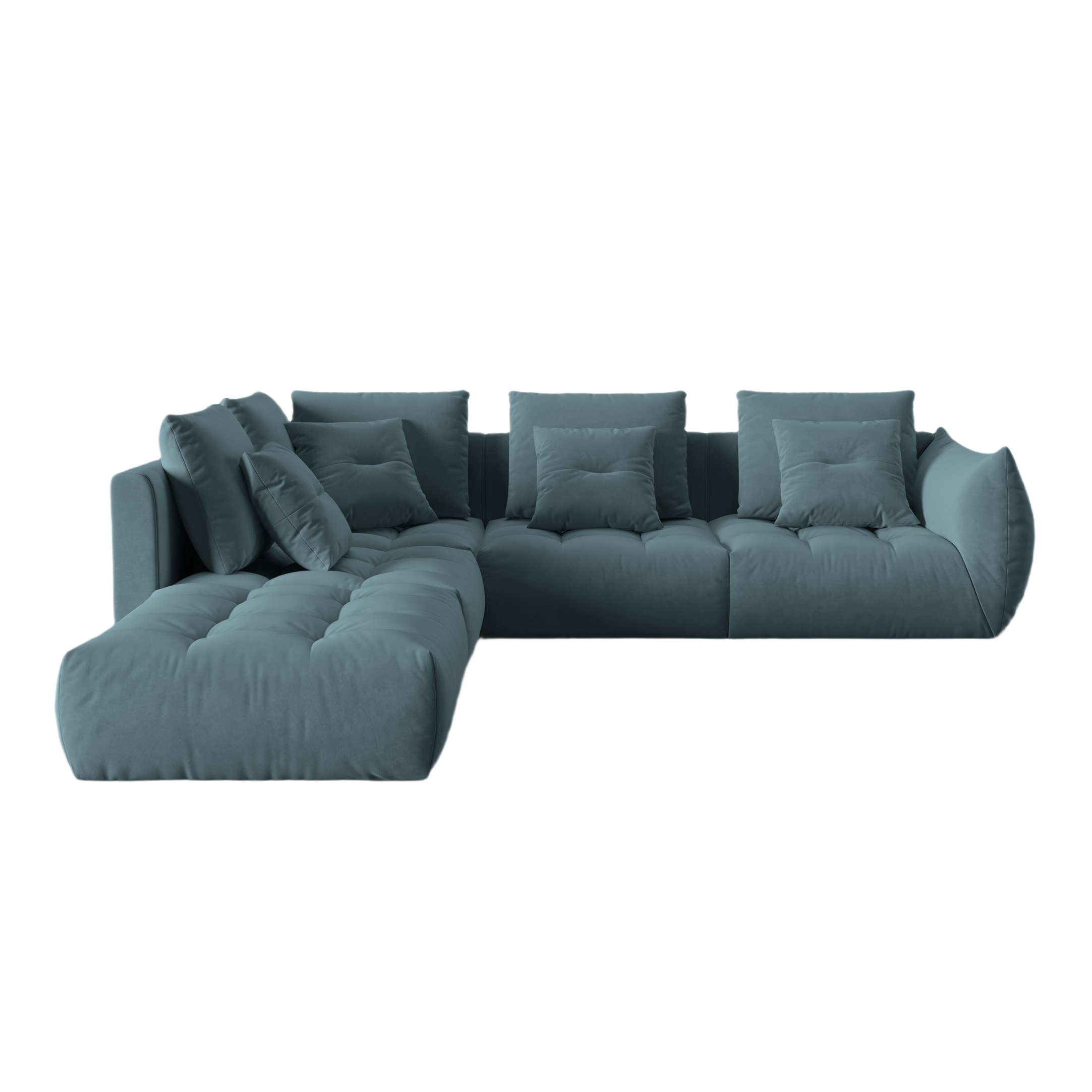 Samt modulares linke Ecksofa, "Bloom", 4 Sitze, Pastellblau, 316x310x95
In Europa gemacht