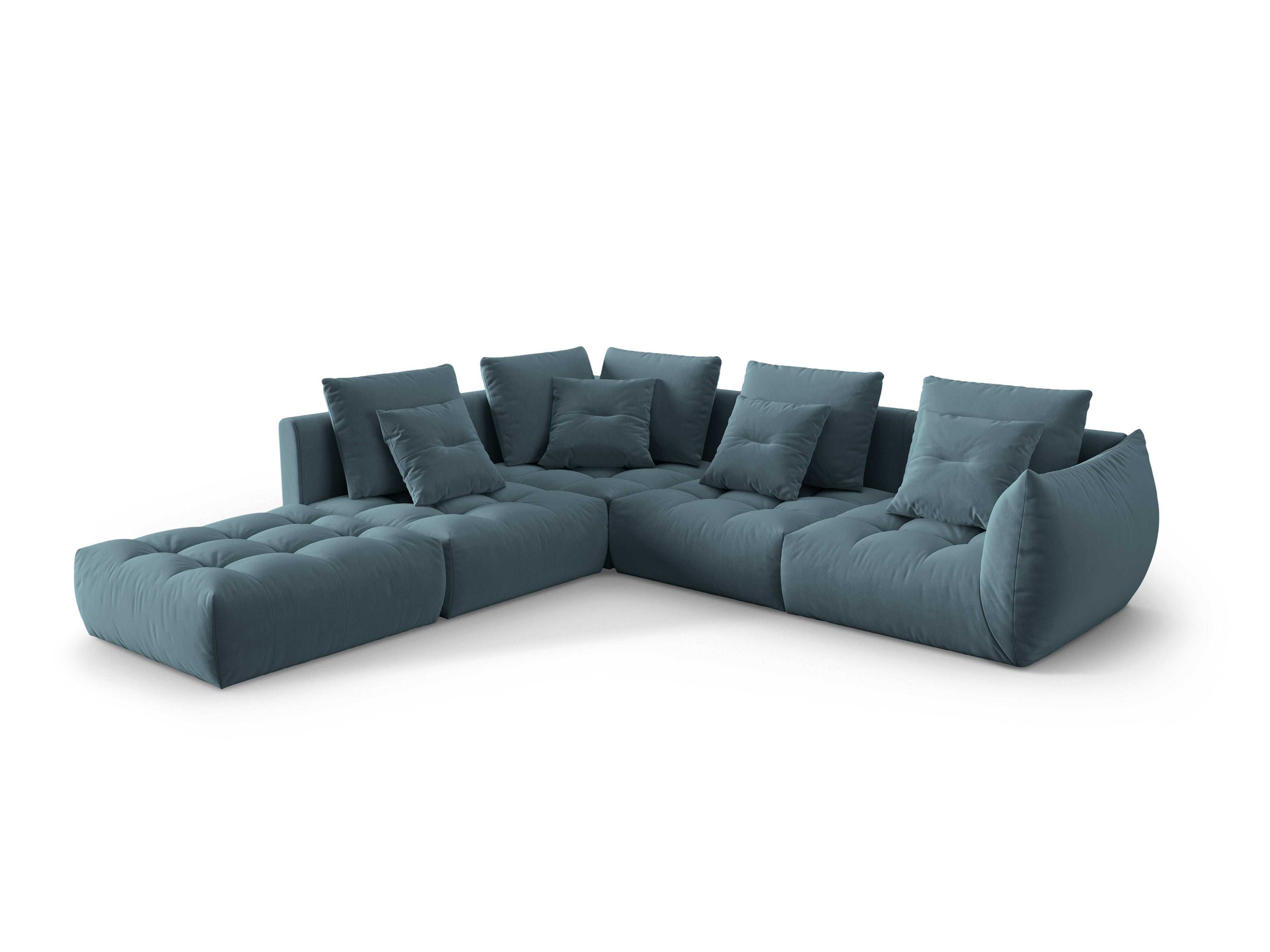 Samt modulares linke Ecksofa, "Bloom", 4 Sitze, Pastellblau, 316x310x95
In Europa gemacht