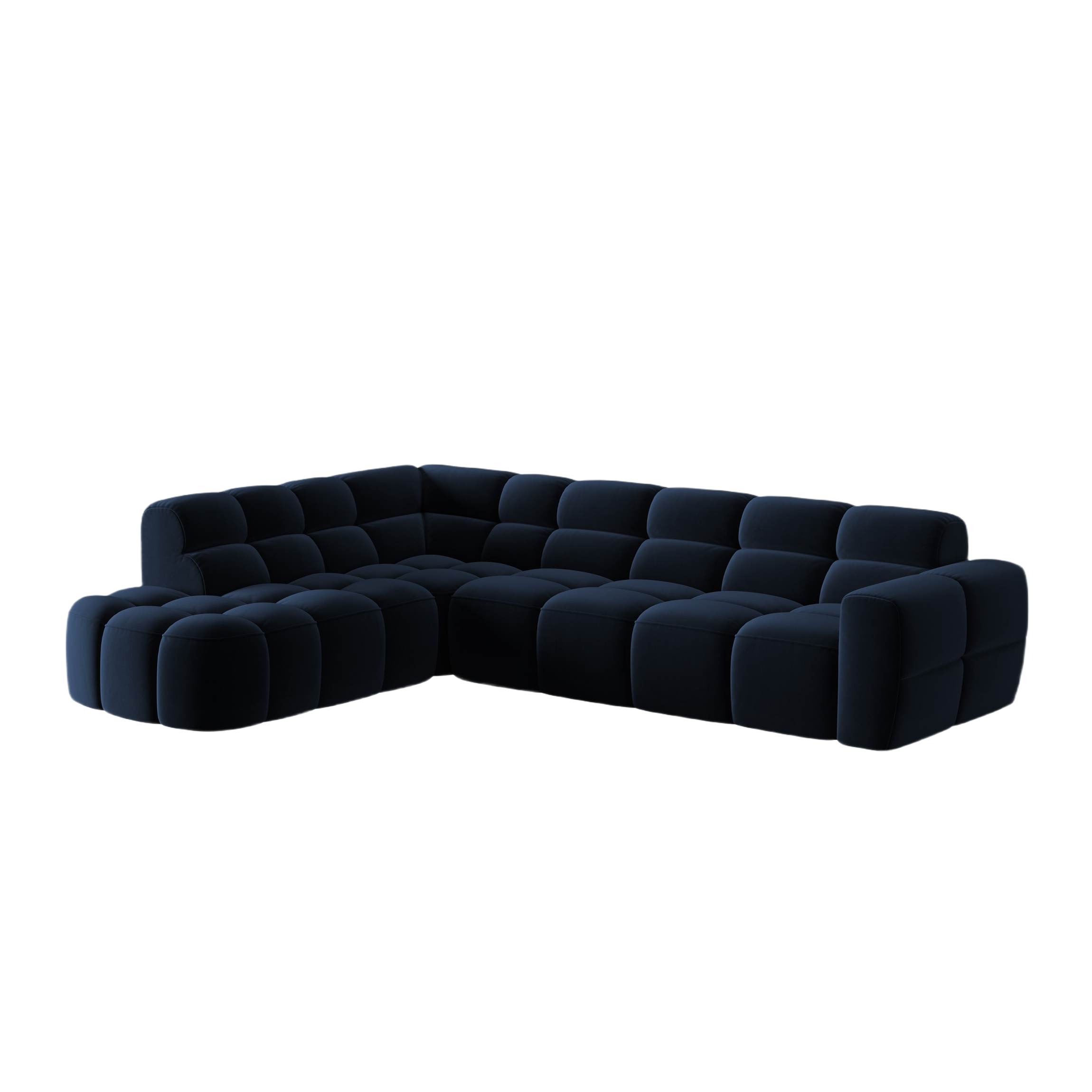 Left-facing velvet corner sofa LISA royal blue