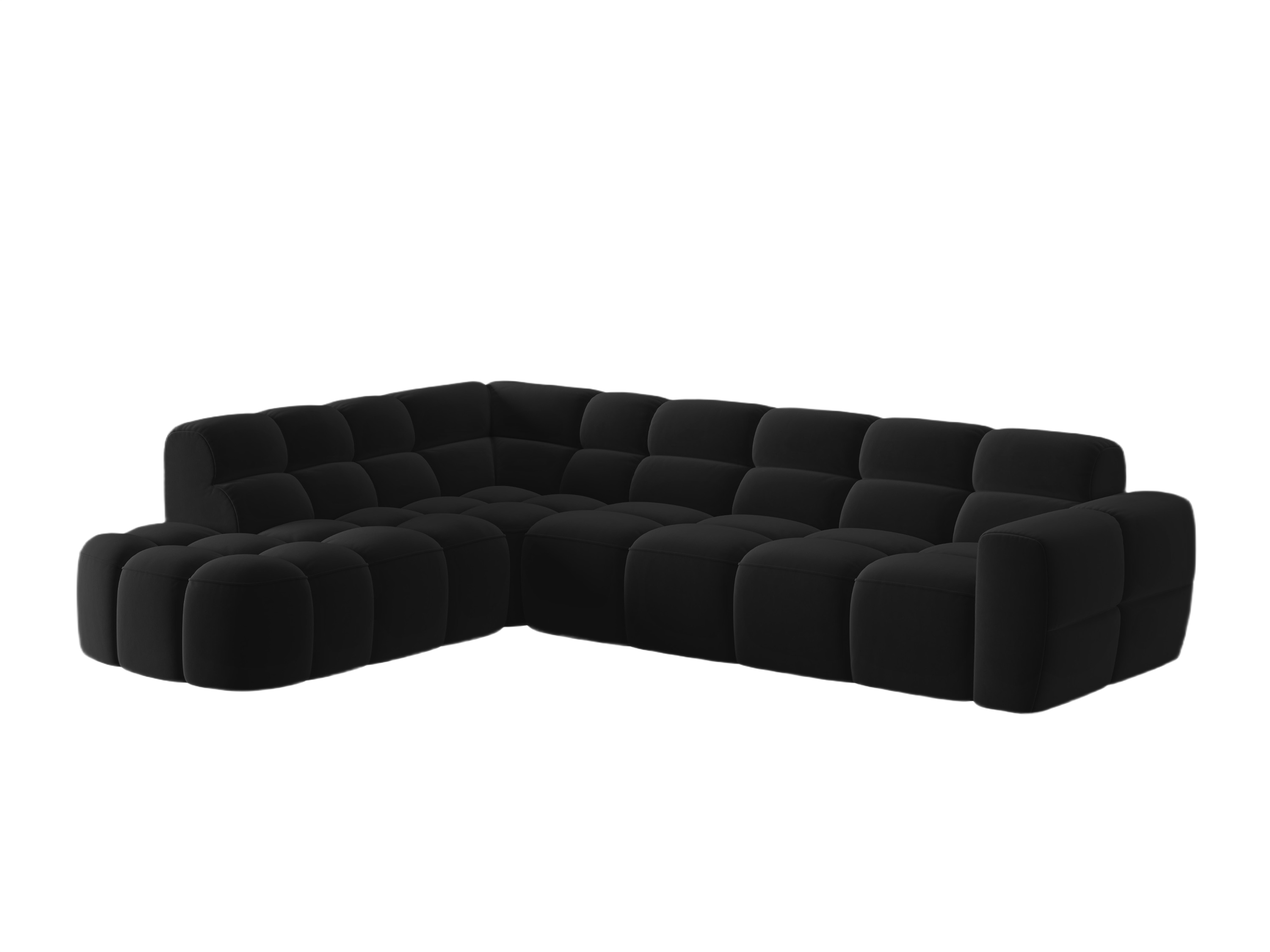 Sofa narożna aksamitna lewostronna LISA czarny