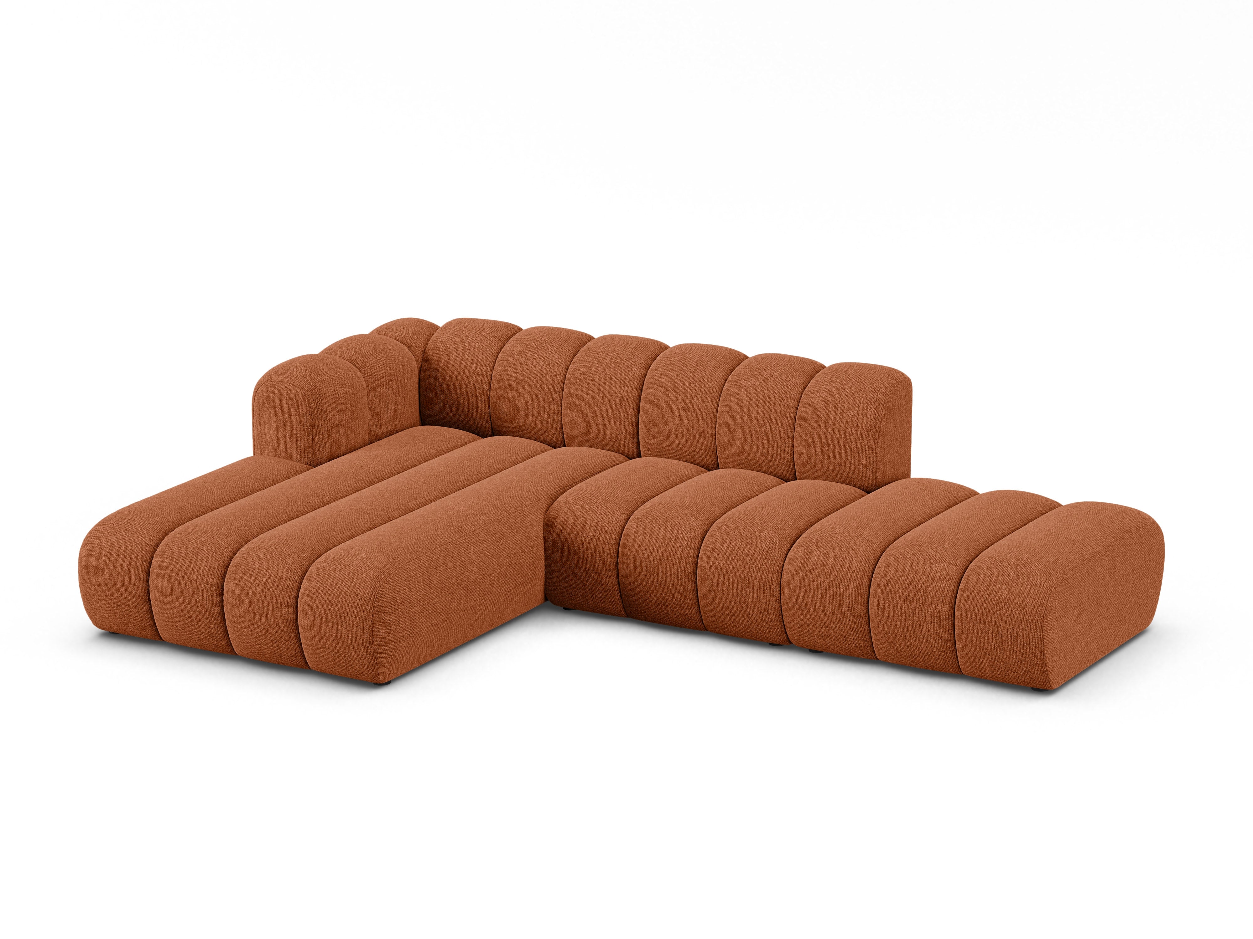 5-sitzige linke LUPINE Eckcouch aus ziegelrotem Chenille