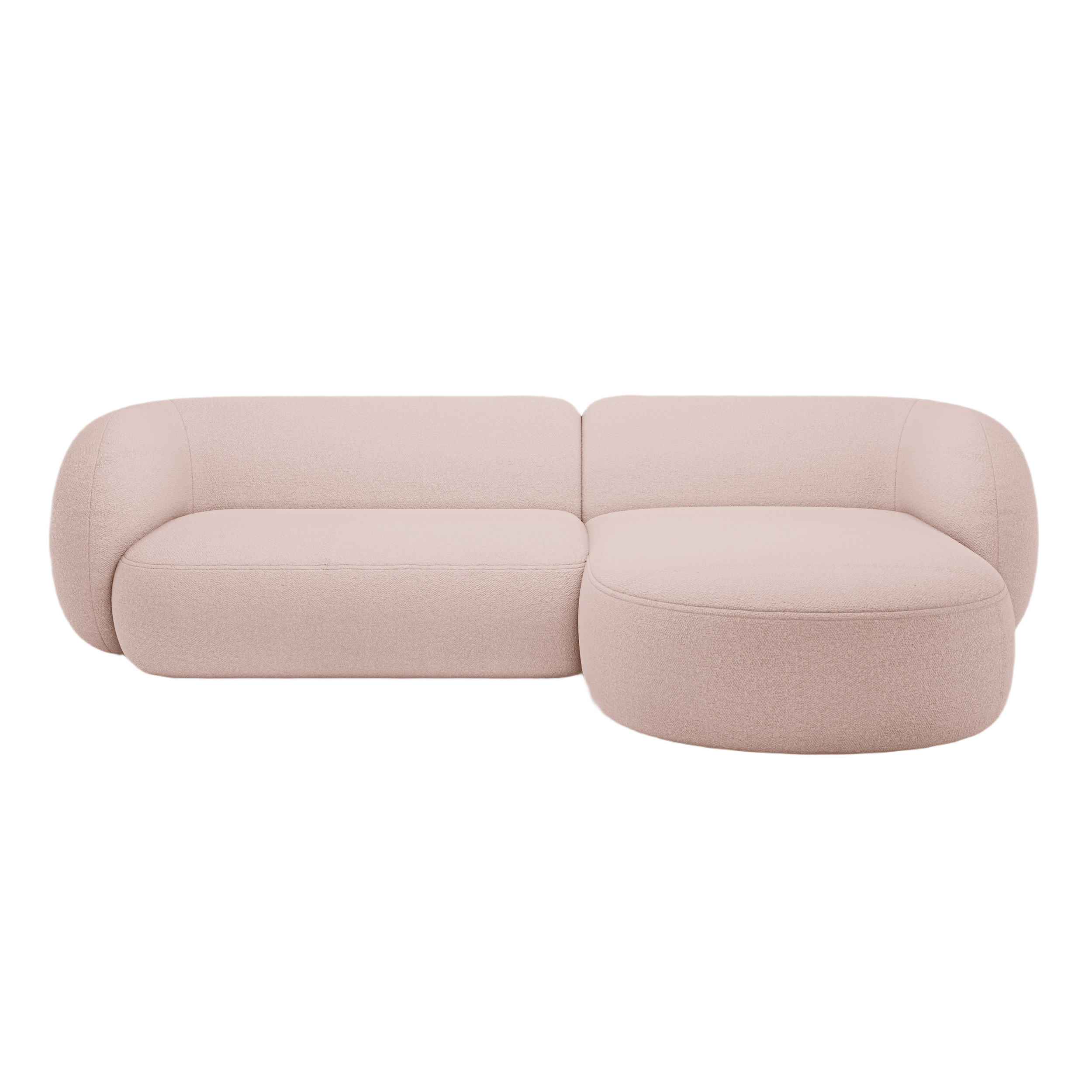 Rechtsseitige 3-Sitzer-Eckcouch KATE in rosa Boucle