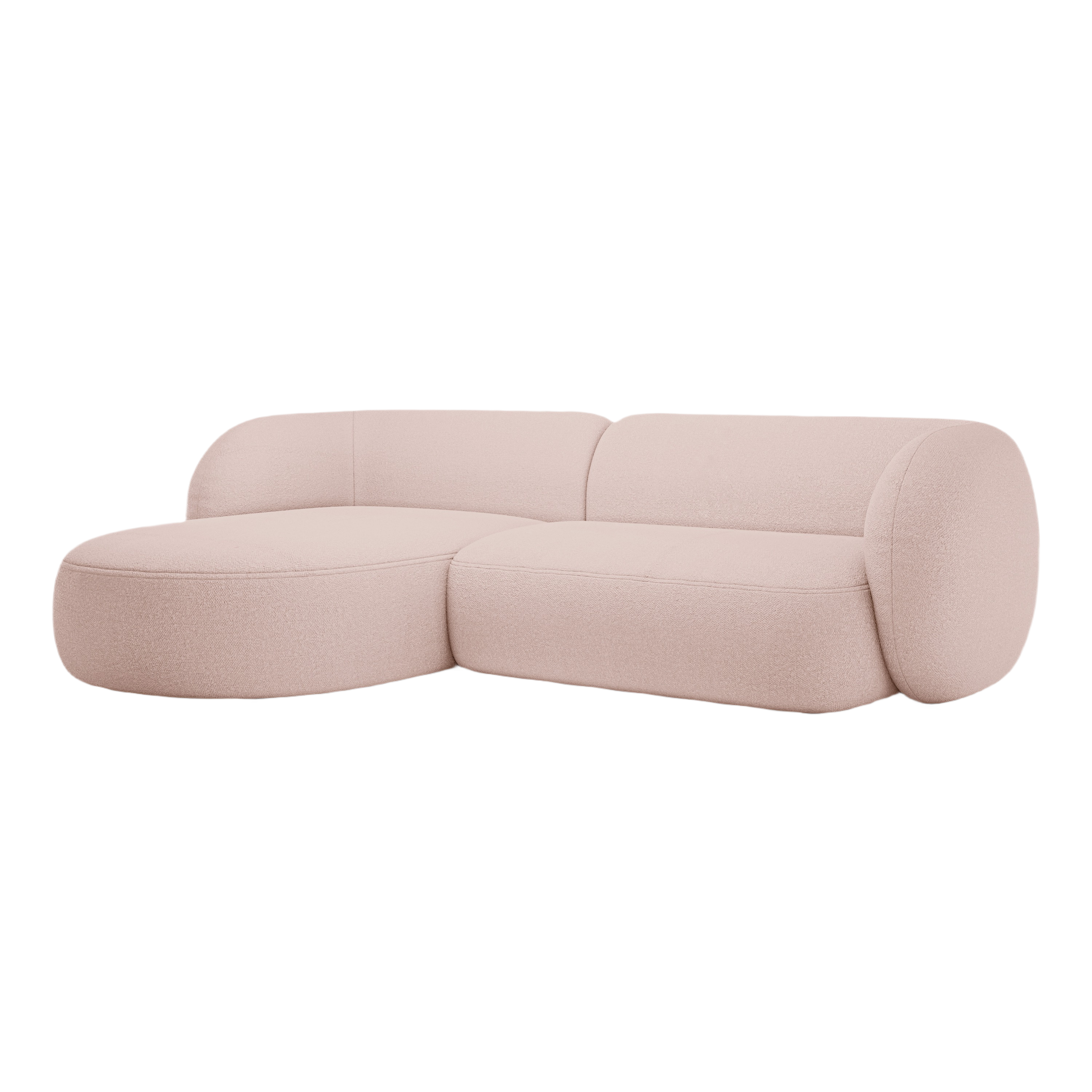 Linksseitiges 3-Sitzer-Sofa KATE in rosa Boucle