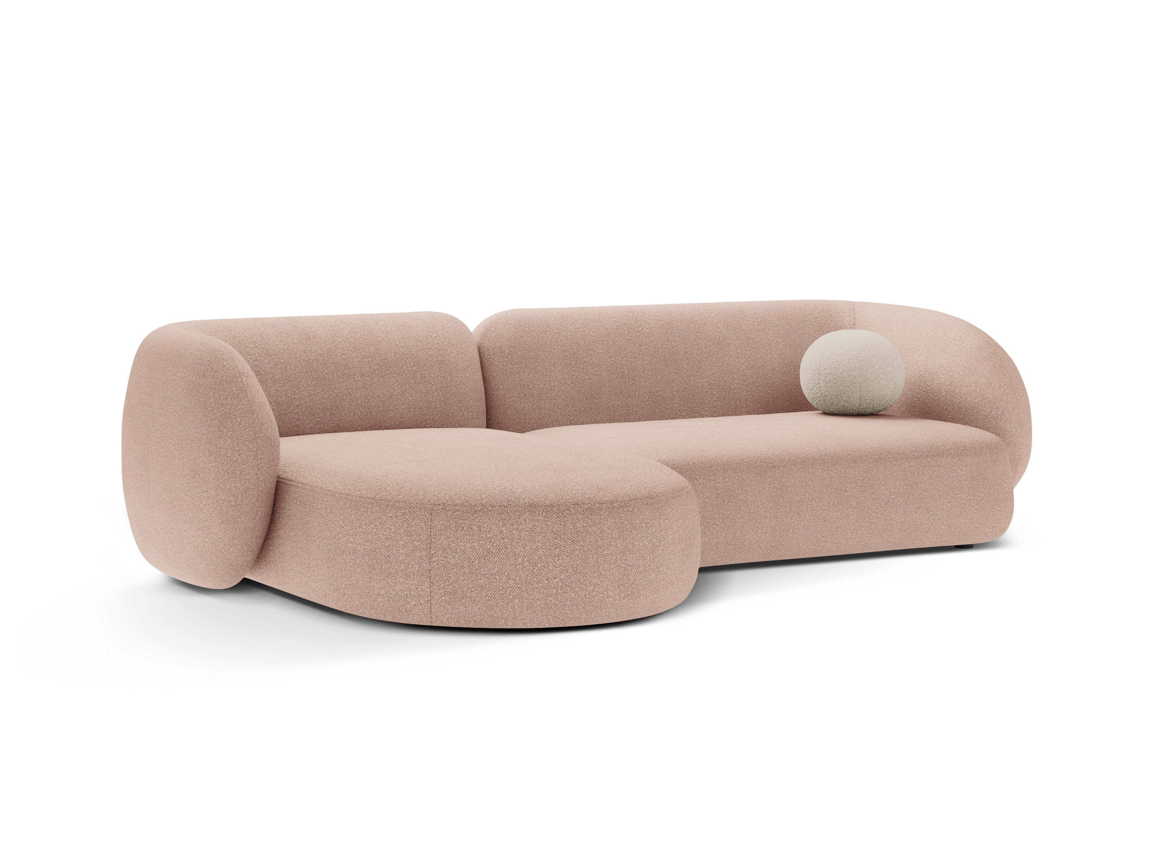 Left-facing 3-seater sofa KATE pink boucle