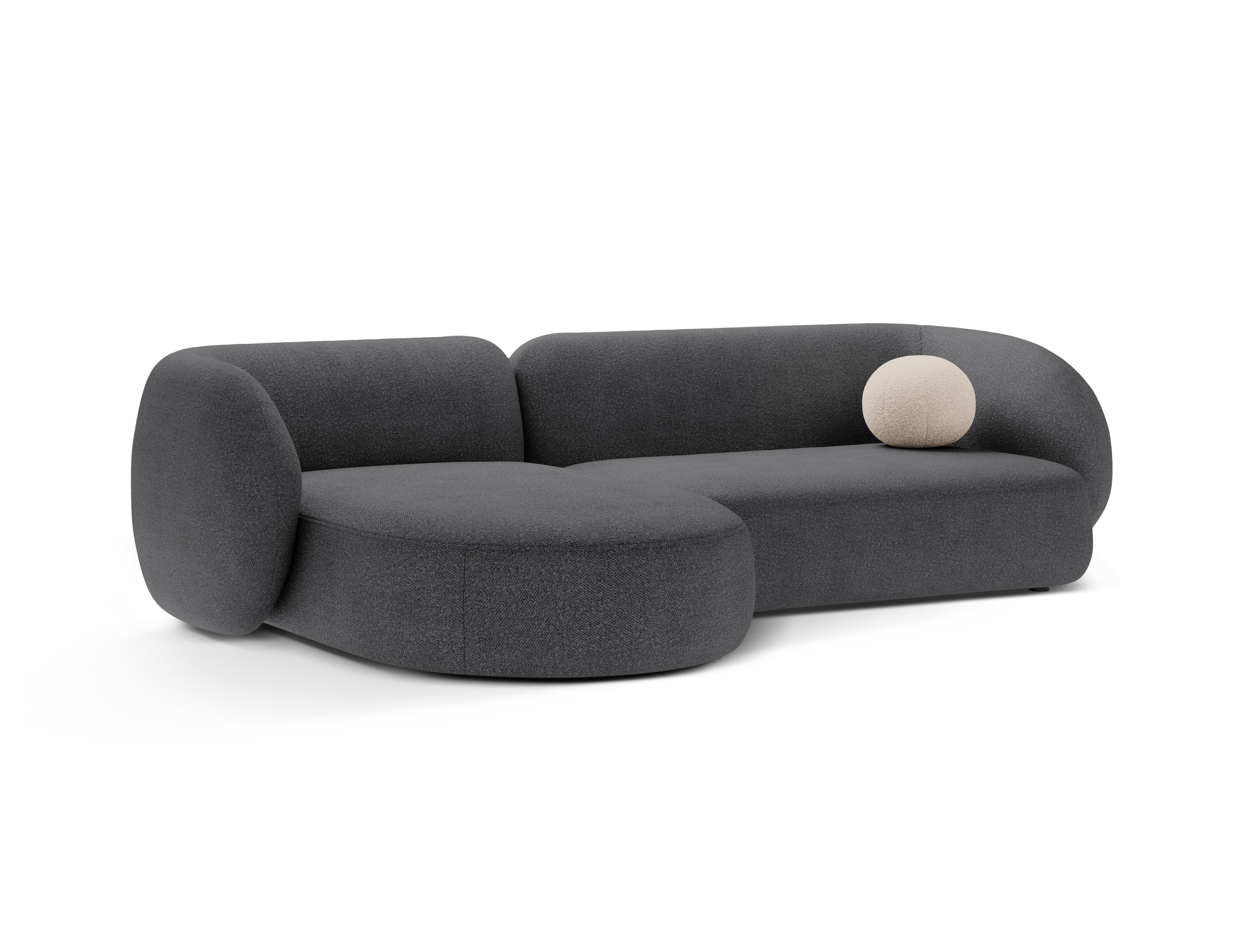Left-facing 3-seater sofa KATE dark gray boucle