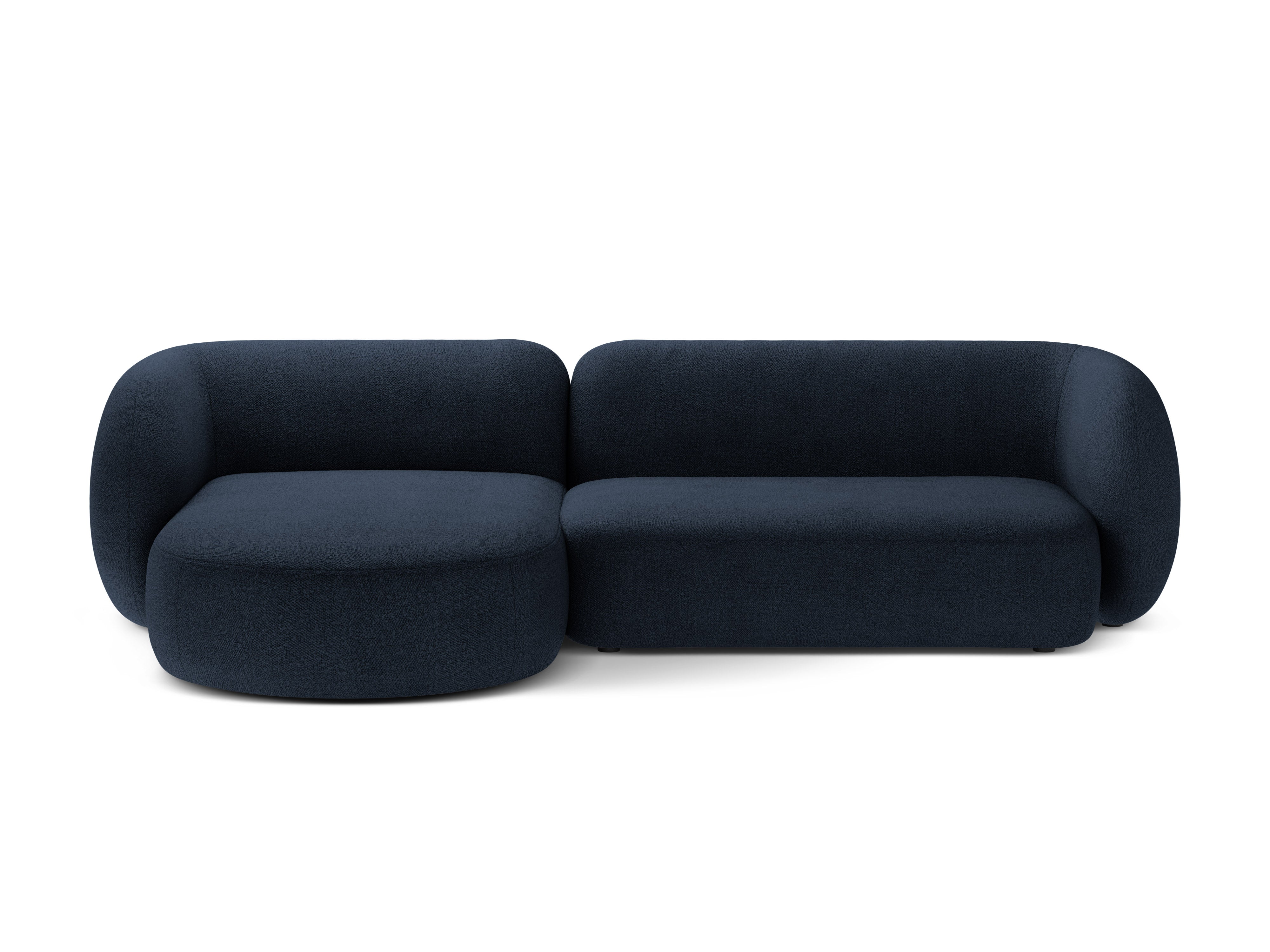 Left-facing 3-seater sofa KATE navy blue boucle