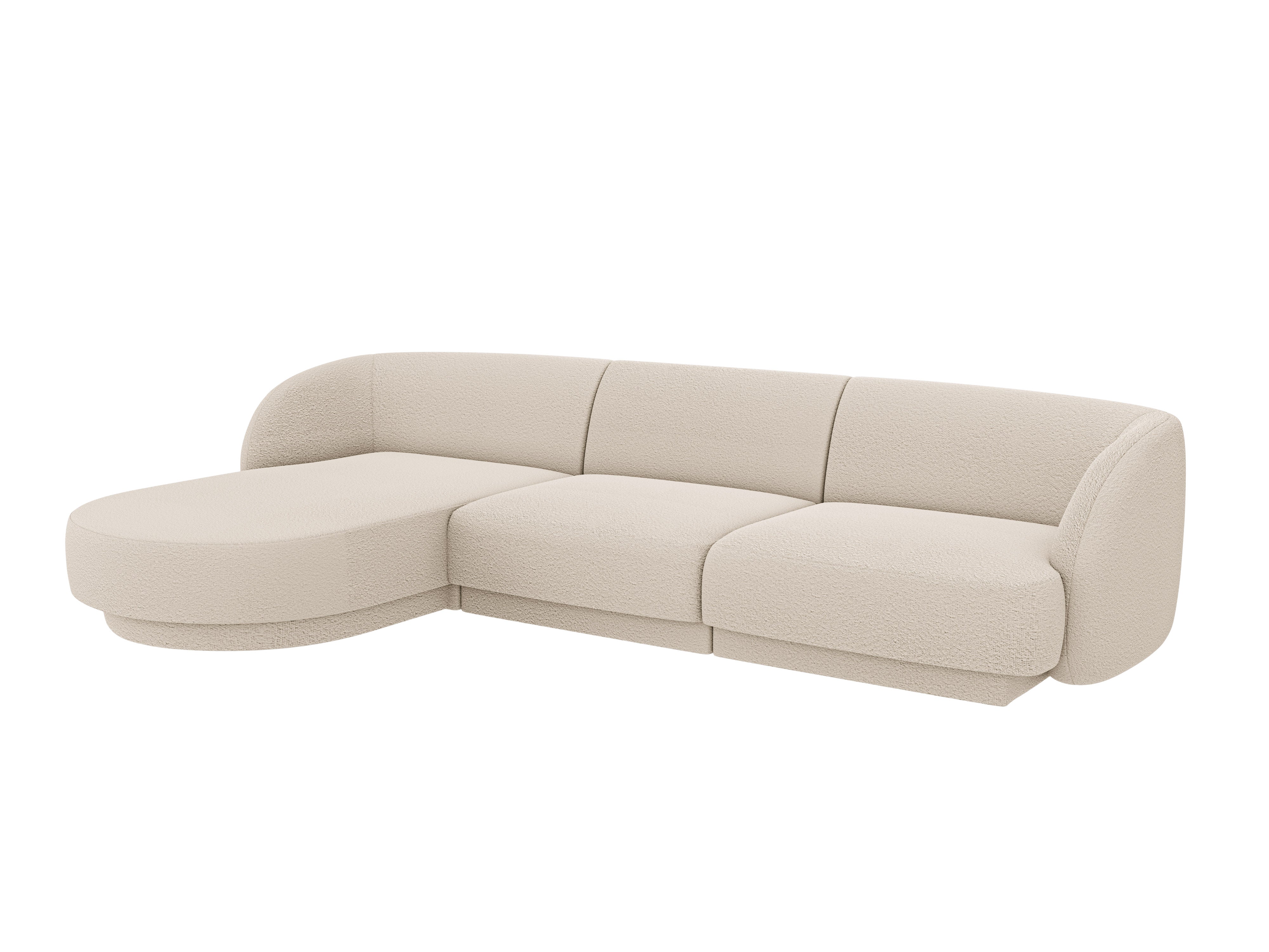 4-seater left-facing corner sofa MILEY beige boucle