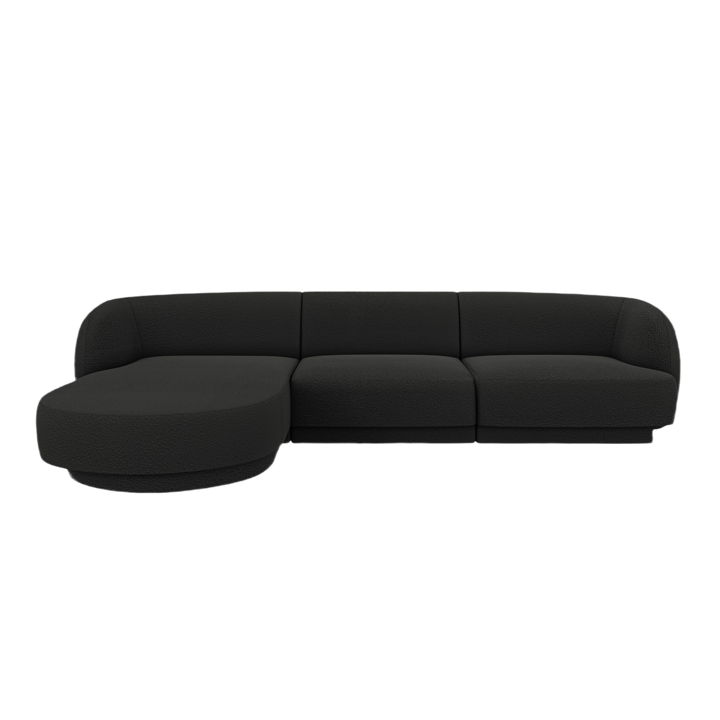 4-seater left-facing corner sofa MILEY black boucle