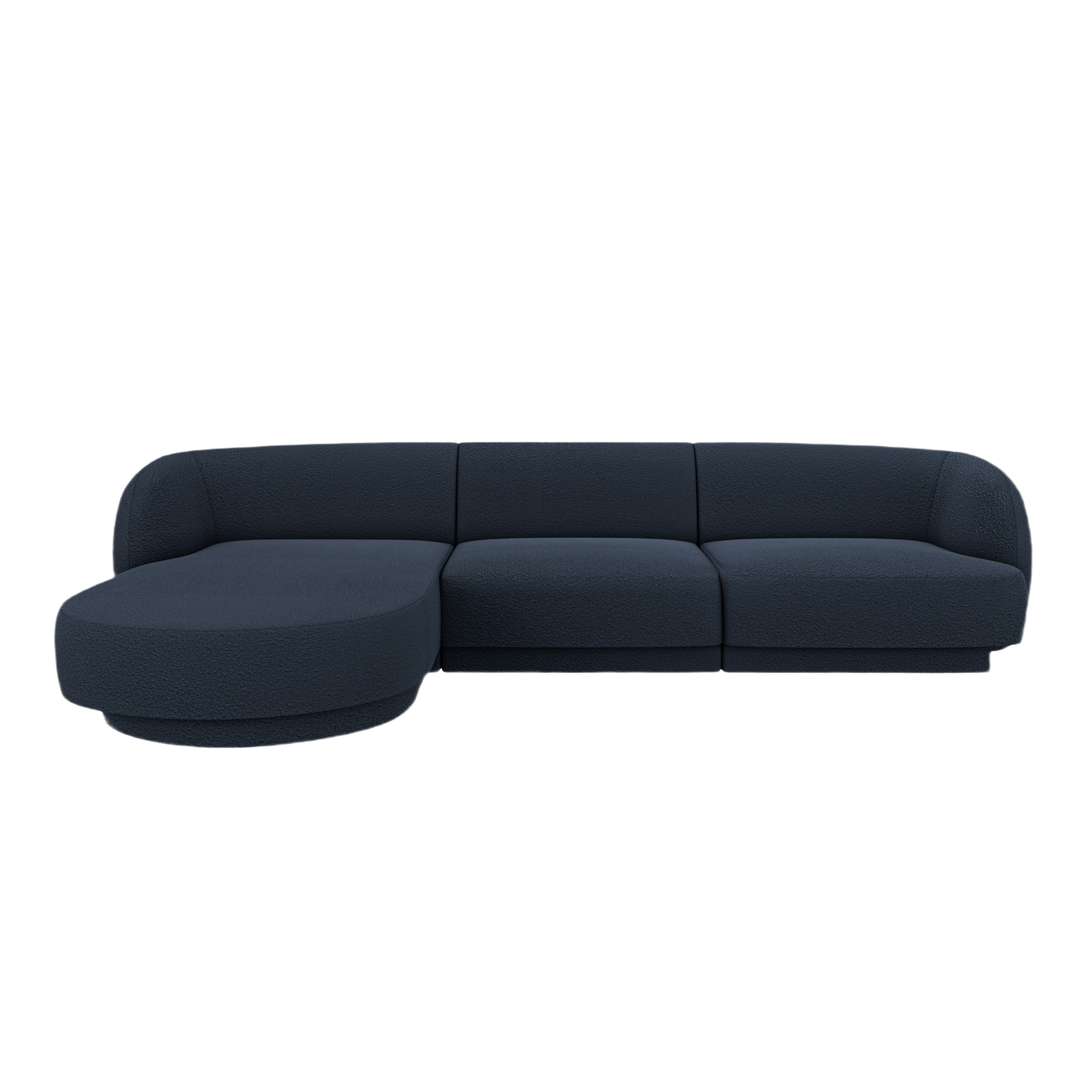 4-seater left-facing corner sofa MILEY dark blue boucle