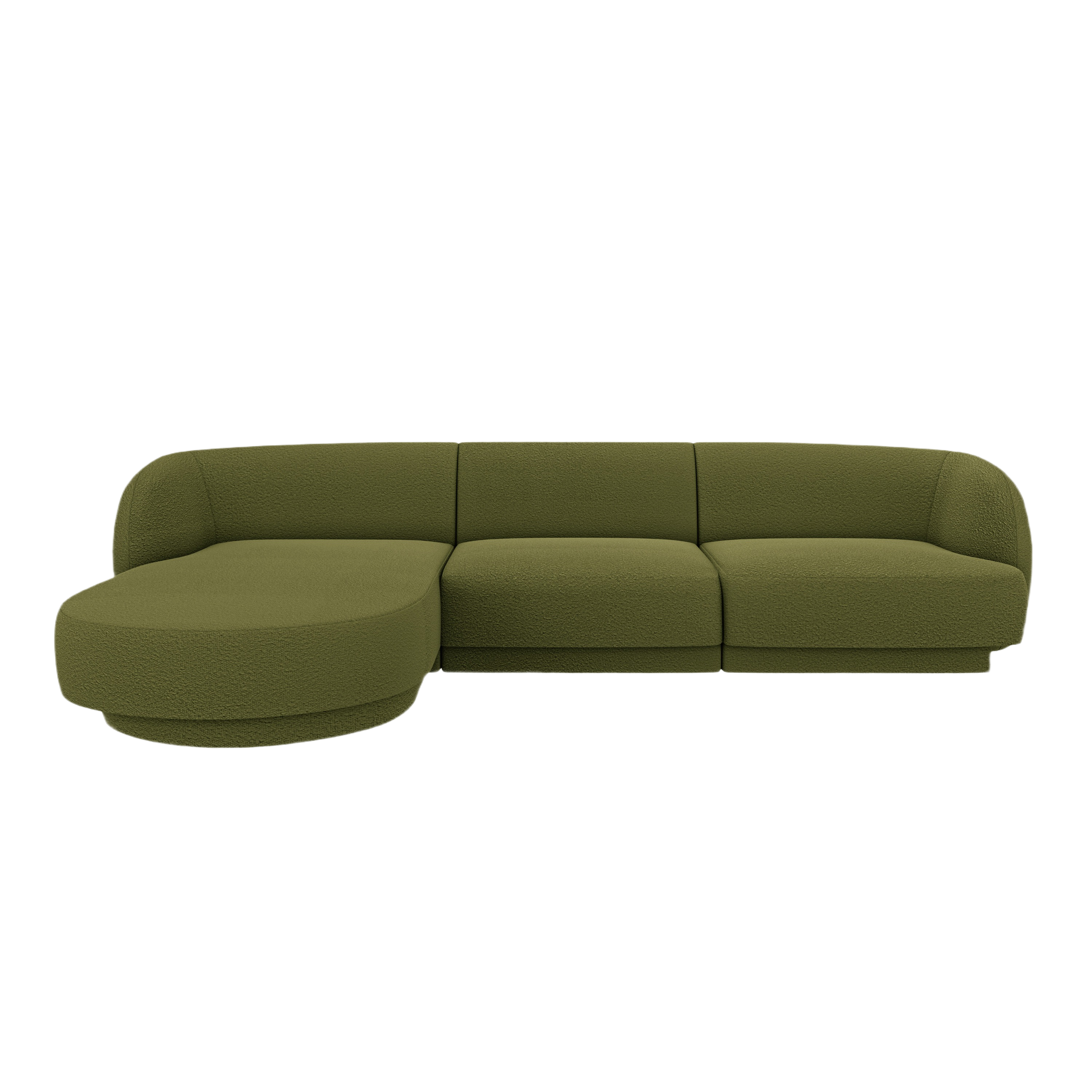 4-seater left-facing corner sofa MILEY green boucle