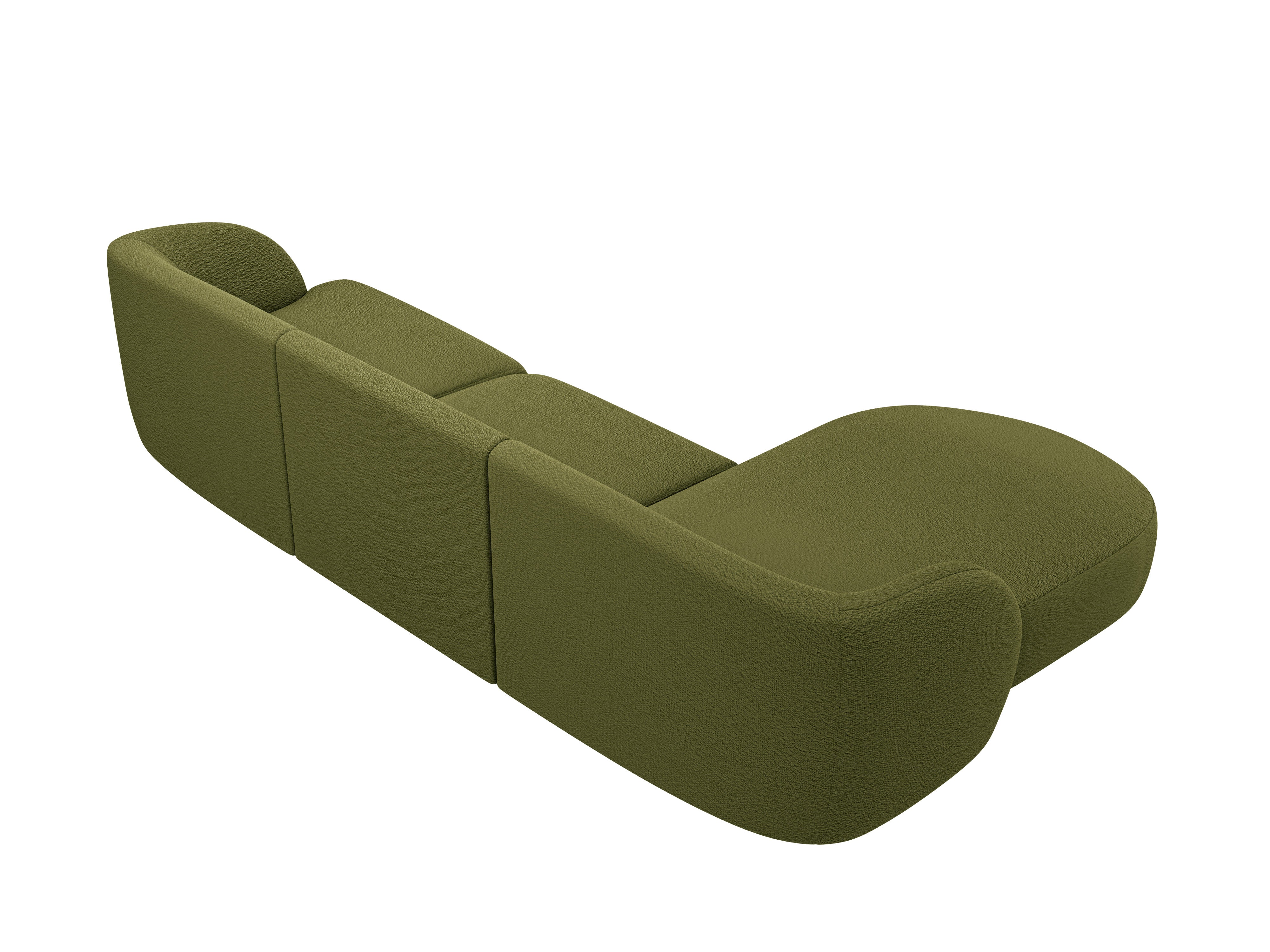 4-seater left-facing corner sofa MILEY green boucle