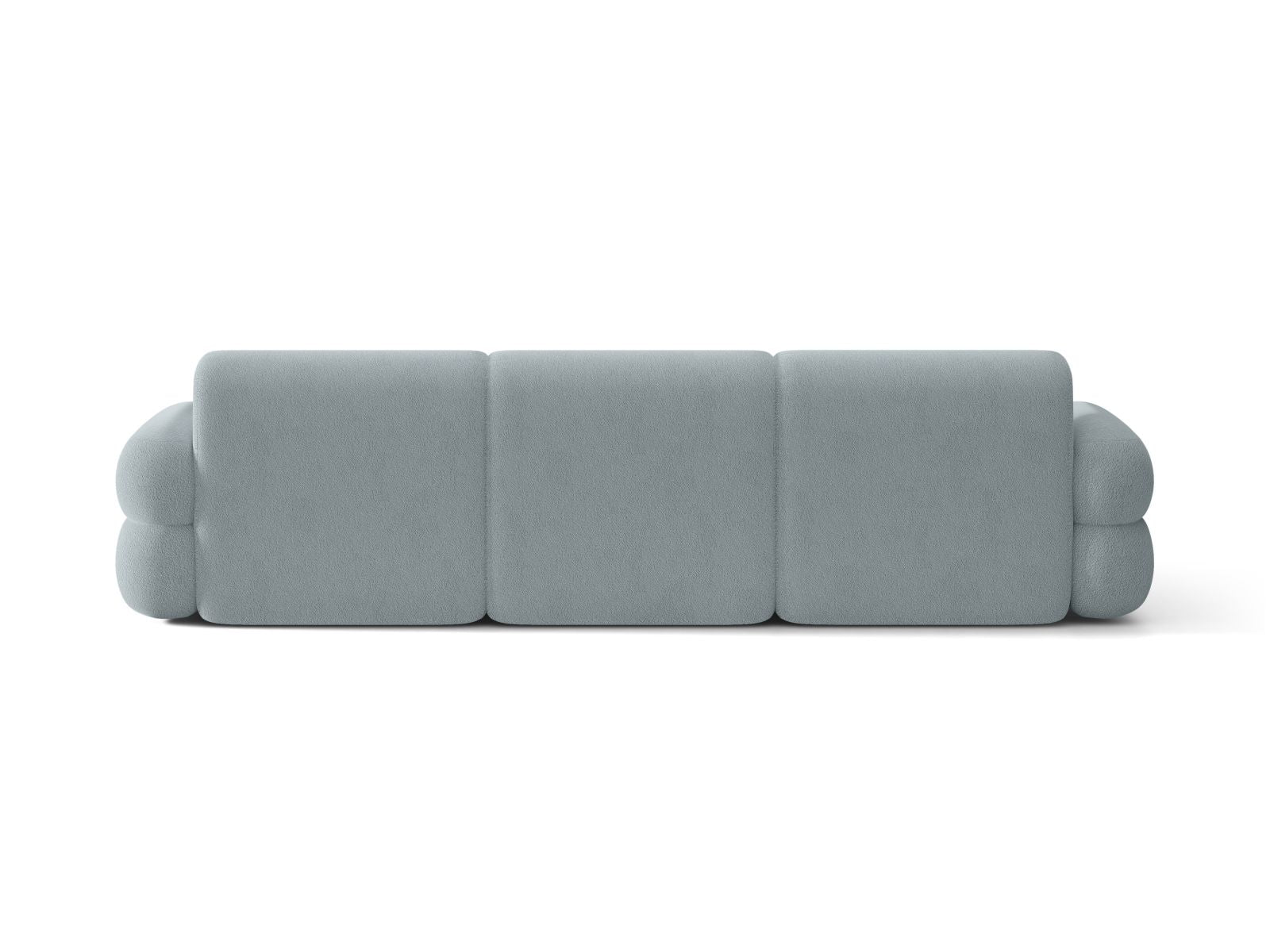 Linke NEO Eckcouch in blauer Boucle