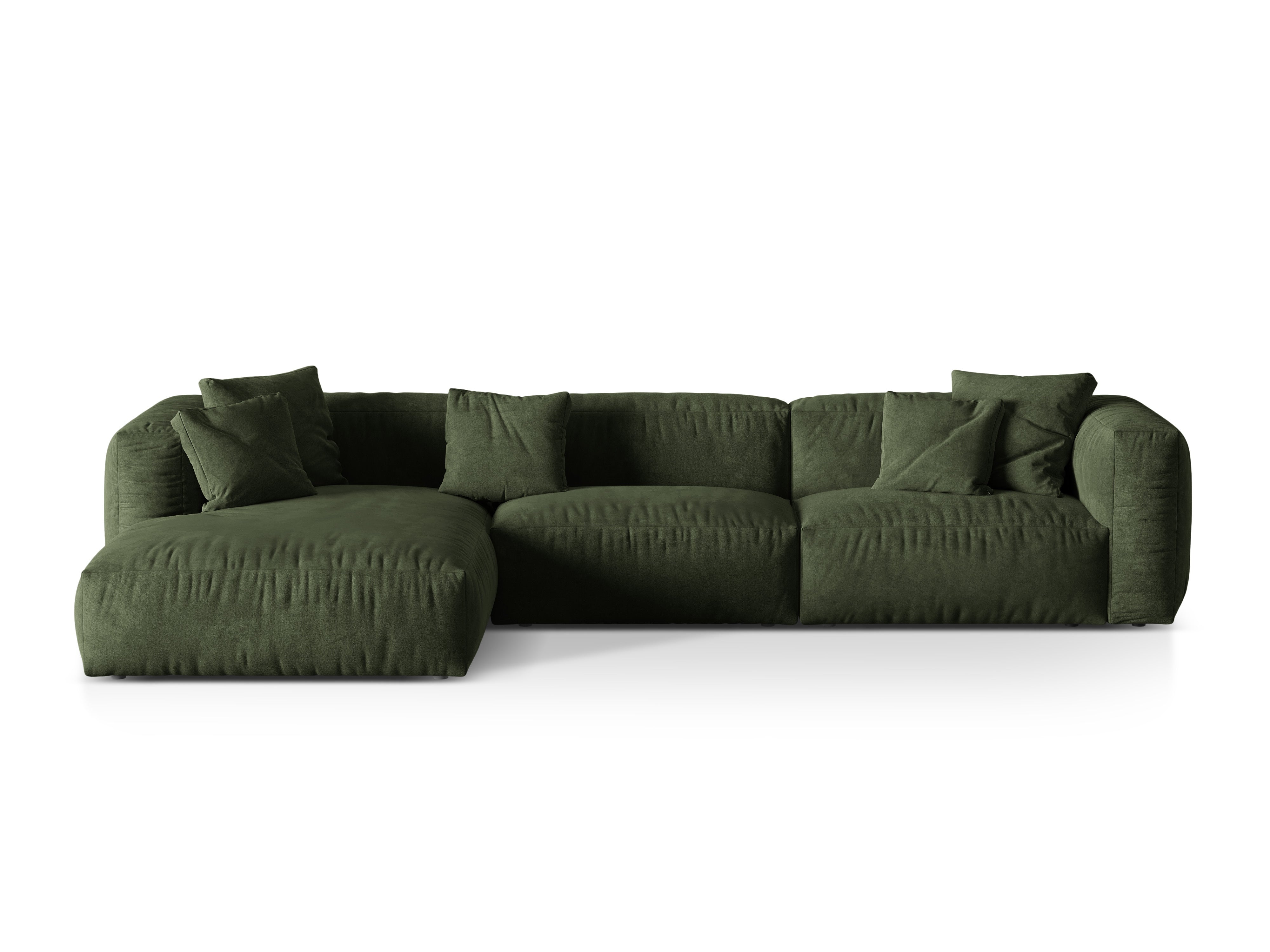 Left-handed velvet 3-person Martina Zielony