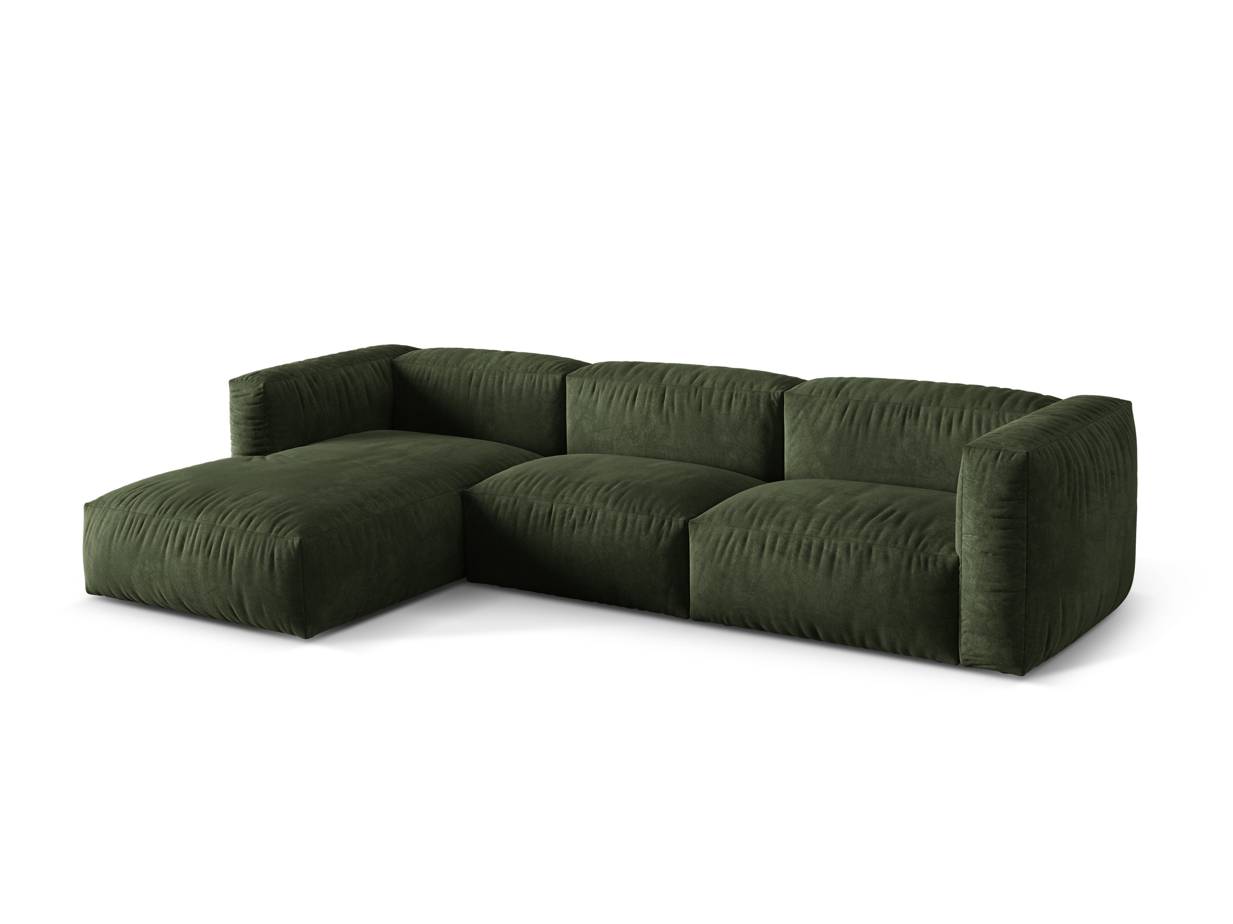 Left-handed velvet 3-person Martina Zielony