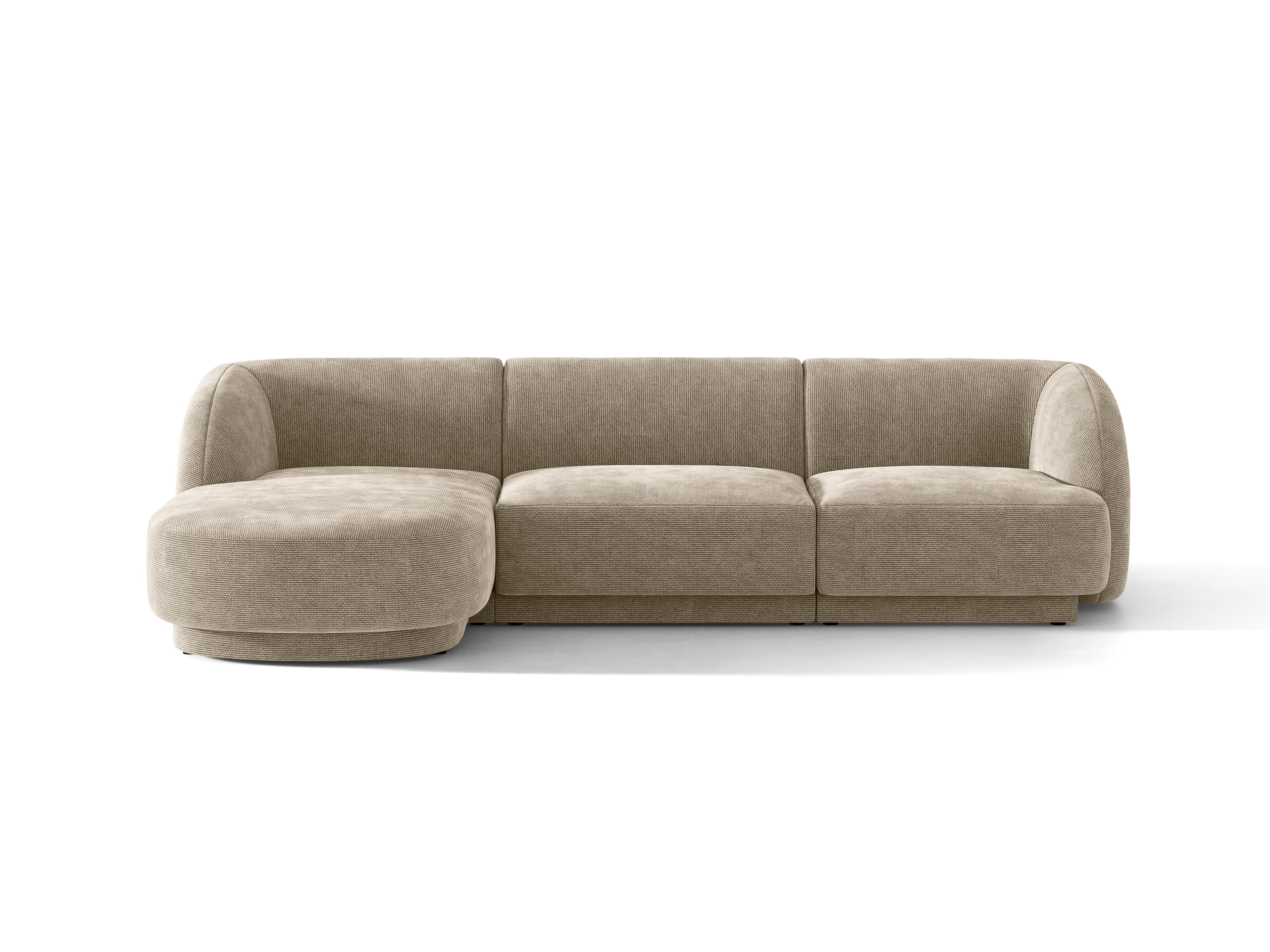 4-sitzige linke Eckcouch MILEY beige schimmernder Chenille