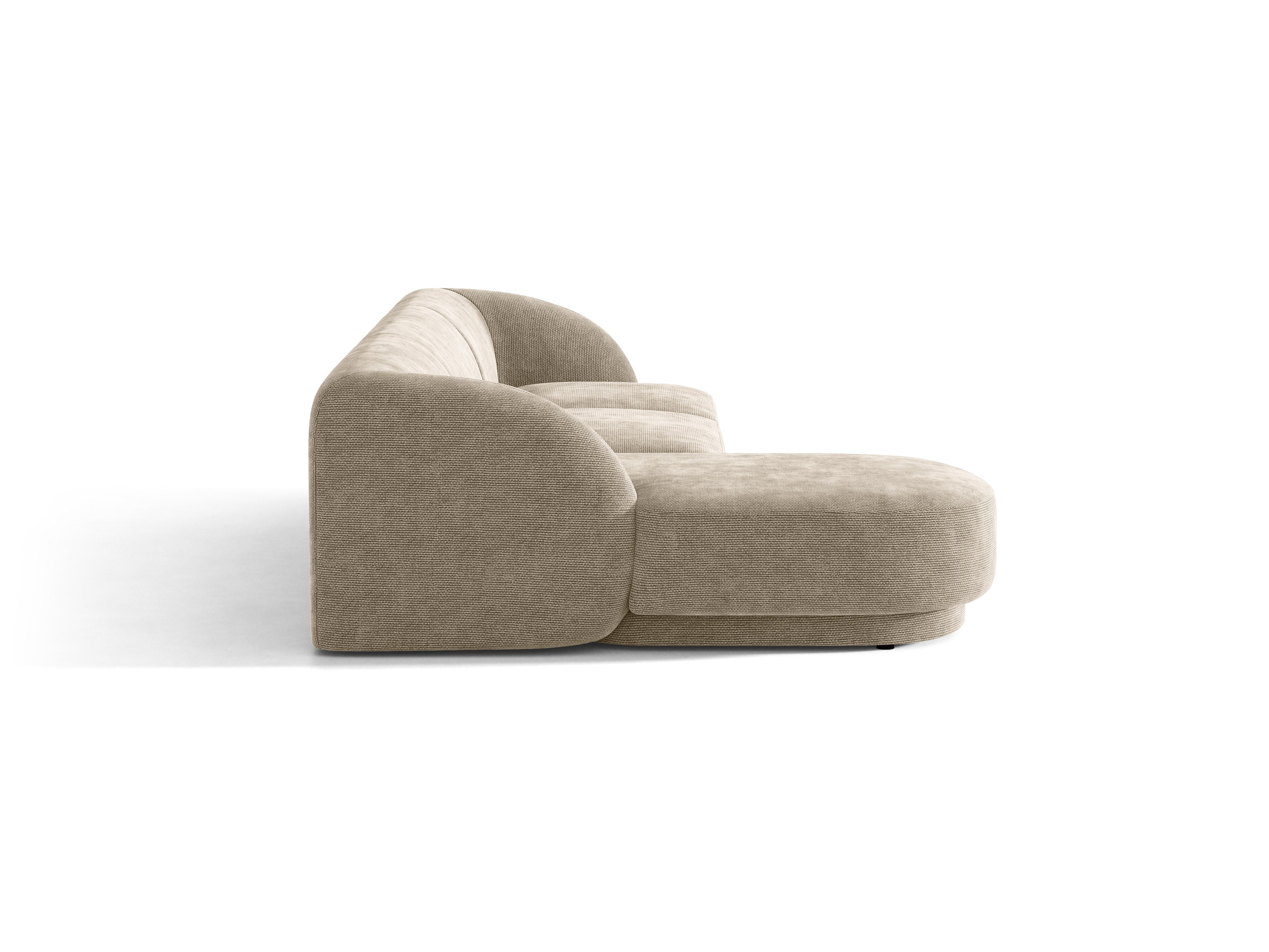 4-sitzige linke Eckcouch MILEY beige schimmernder Chenille